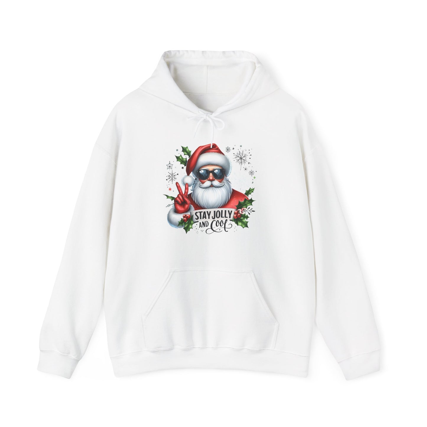 Jolly and Cool Festive Christmas Unisex Hoodie with pouch