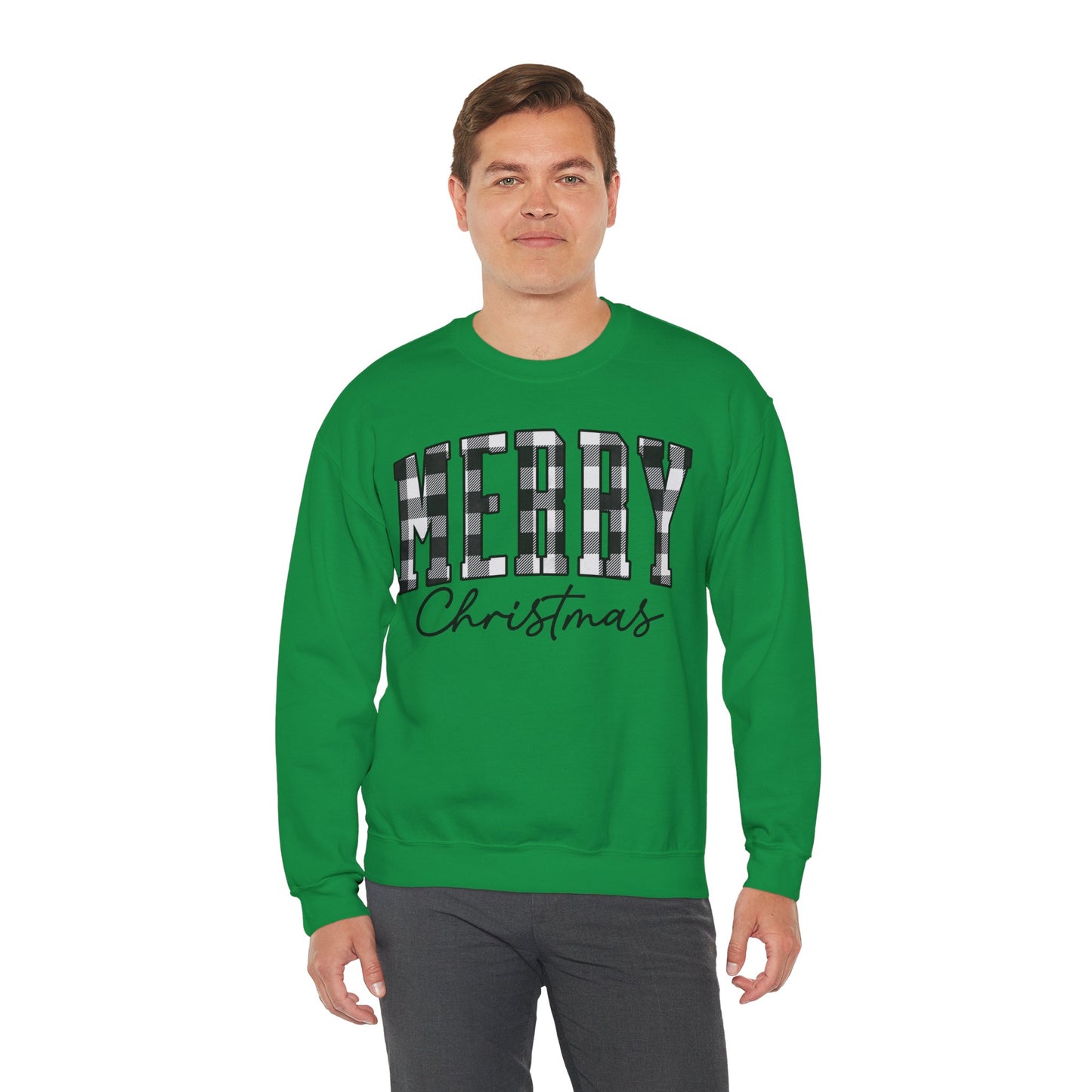 Buffalo Plaid Merry Christmas Unisex Heavy Blend Crewneck Sweatshirt