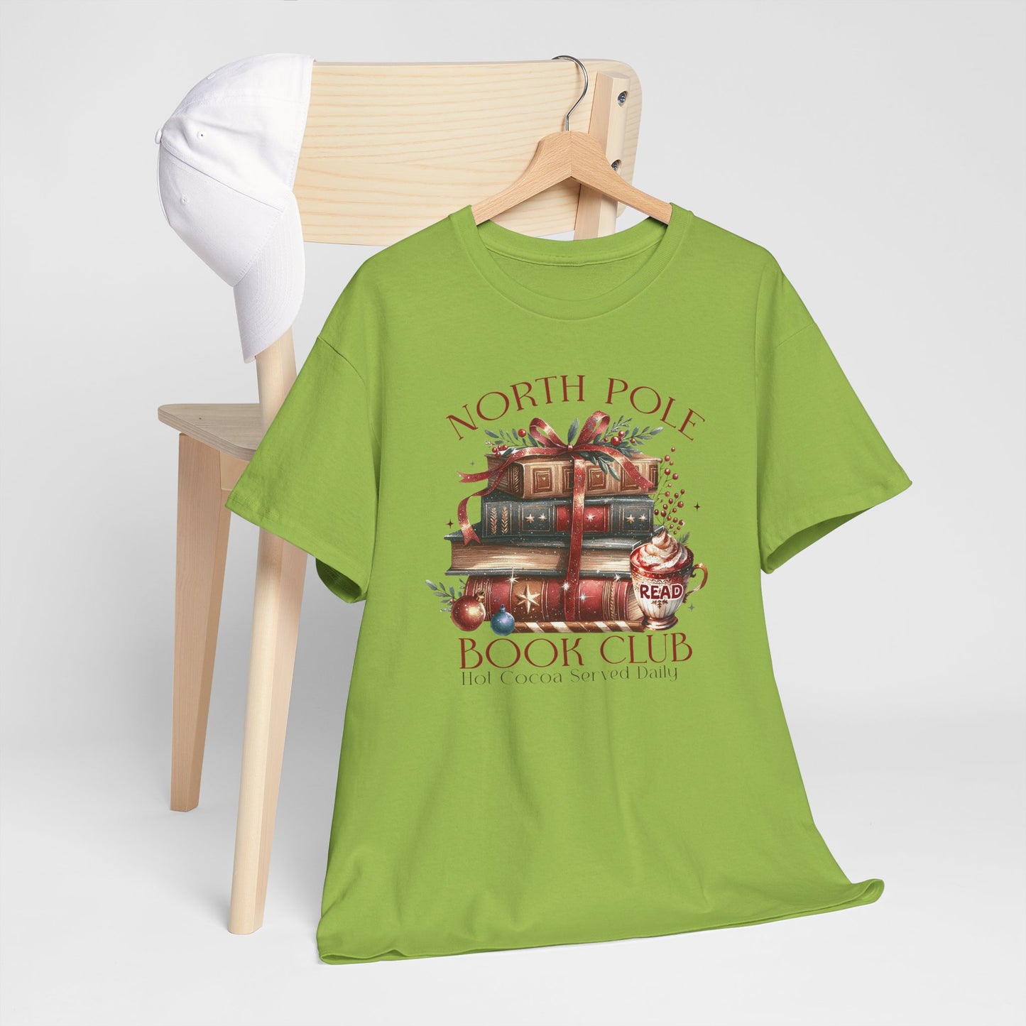 North Pole Book Club Unisex Heavy Cotton tee - Books Lover Christmas Holiday Festive Unisex T-shirt - sizes S - 5X