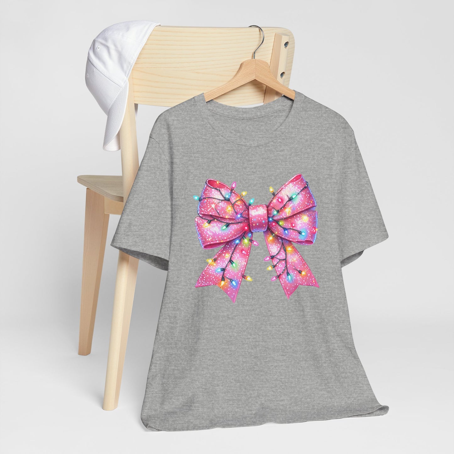 Pink Christmas Bow Unisex Jersey Short Sleeve Tee - sizes S - 3X