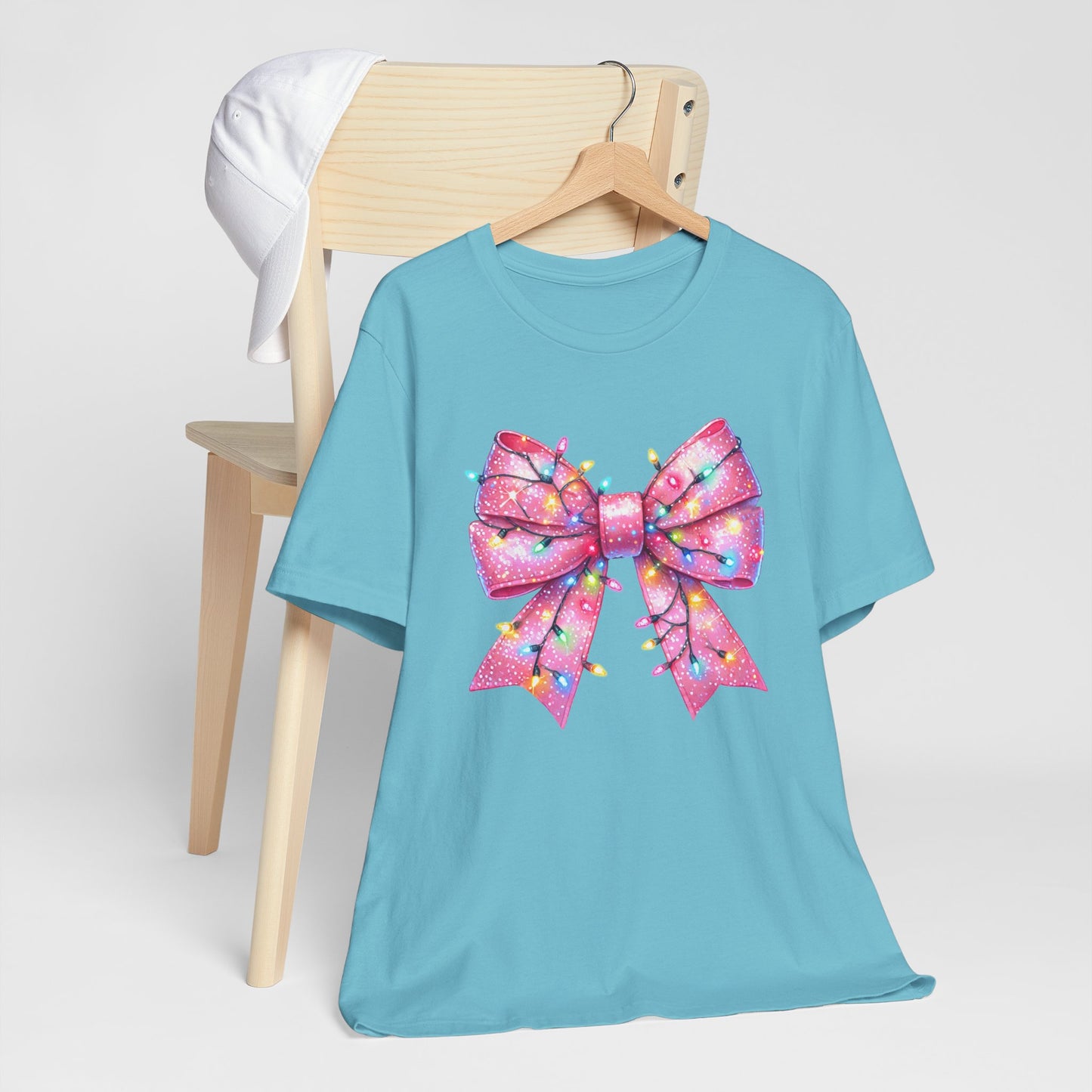 Pink Bow Christmas Tee - Festive Holiday Unisex Jersey T-shirt - sizes S - 3X