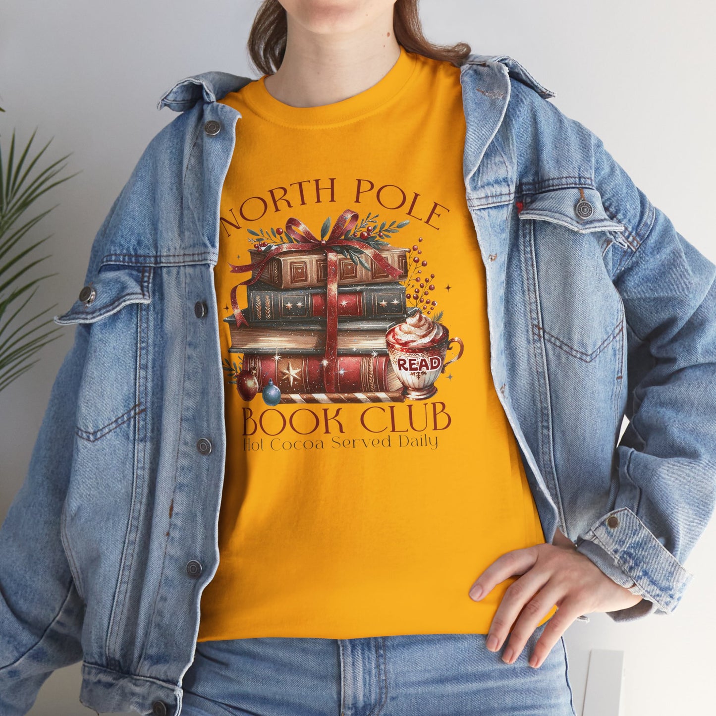 North Pole Book Club Unisex Heavy Cotton tee - Books Lover Christmas Holiday Festive Unisex T-shirt - sizes S - 5X