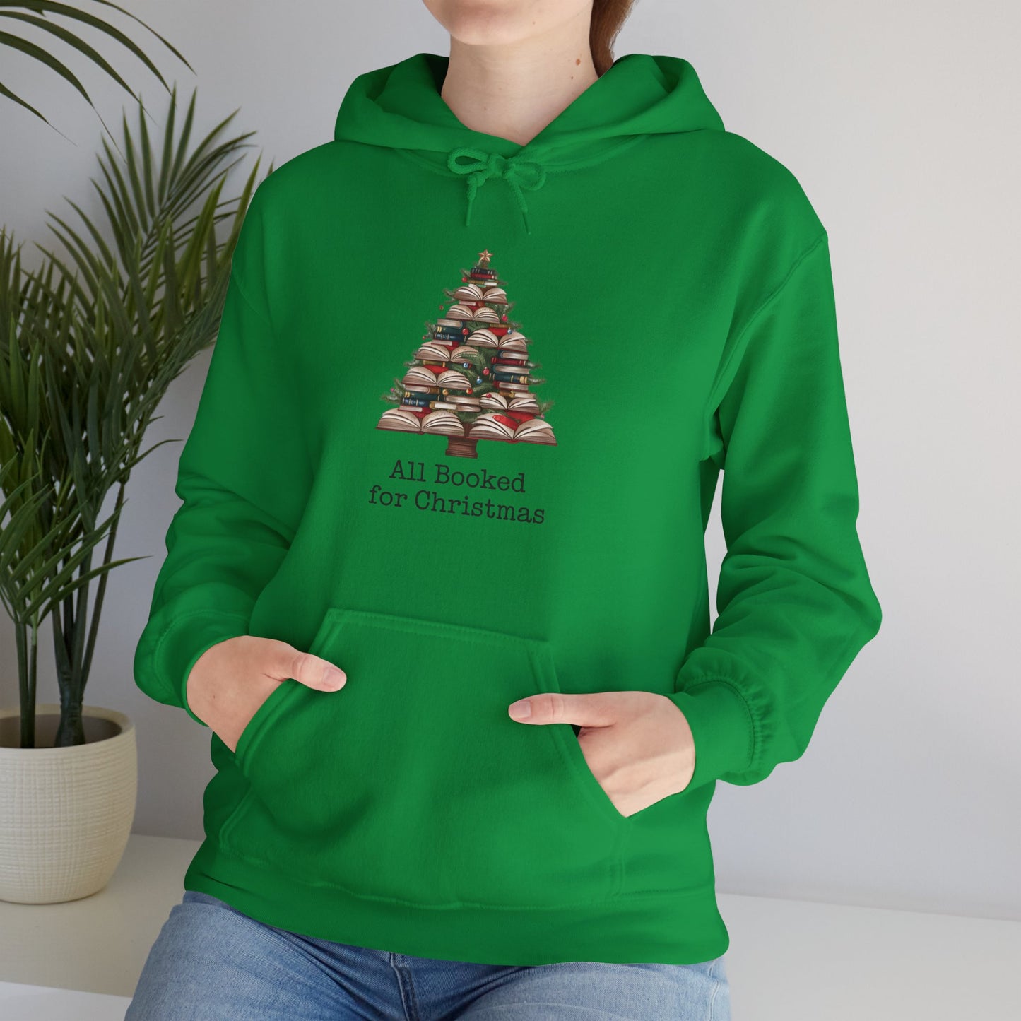 All Booked for Christmas,  Book Christmas Tree, Book Lover Unisex Heavy Blend Hooded Sweatshirt - sizes S - 5X