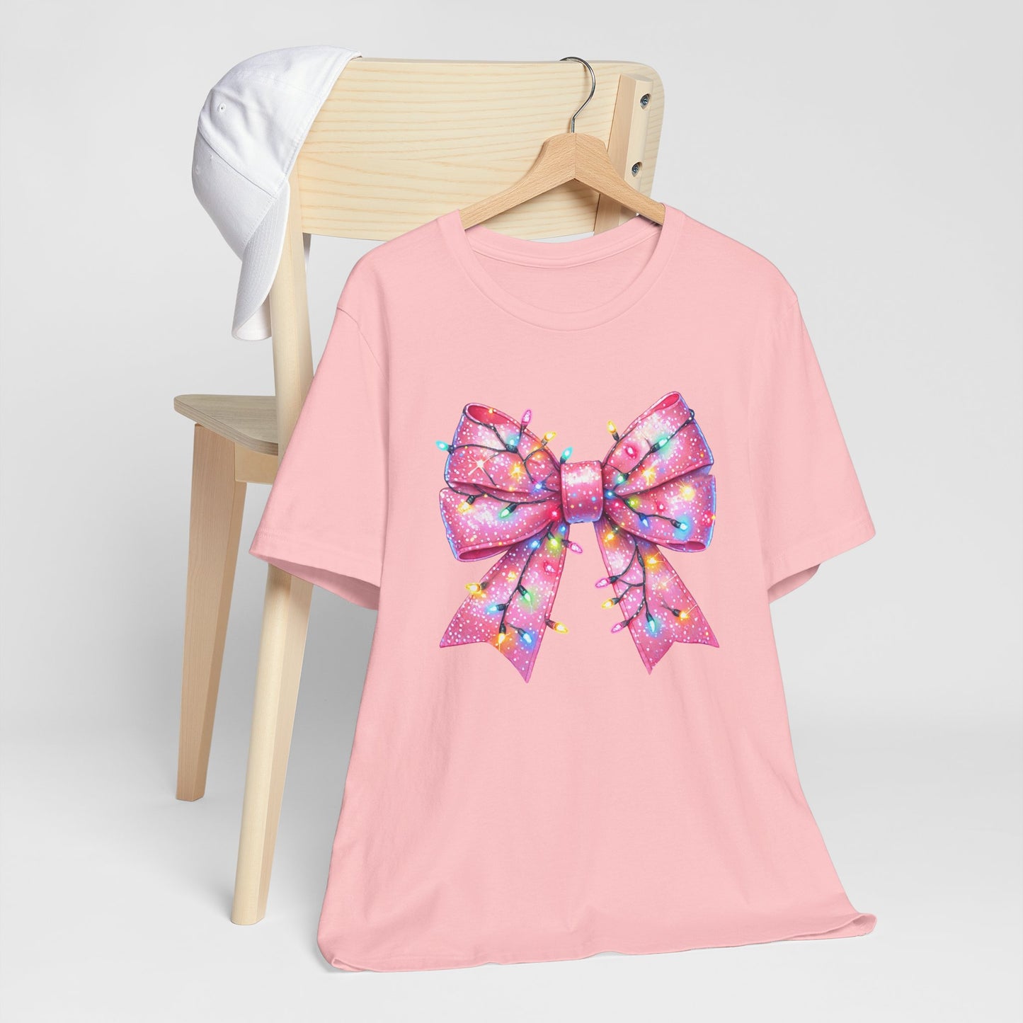 Pink Bow Christmas Tee - Festive Holiday Unisex Jersey T-shirt - sizes S - 3X