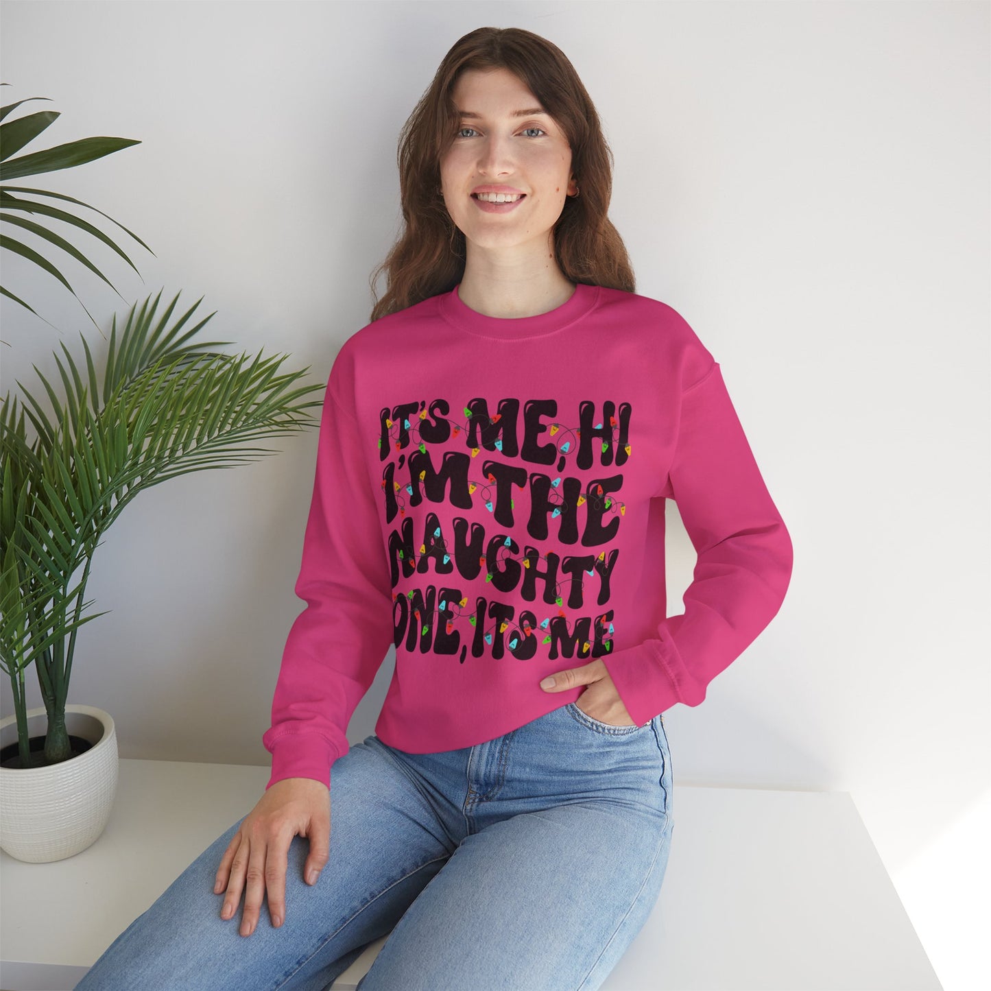 Christmas Unisex Crewneck Sweatshirt - It's me, hi. I'm the naughty one, it's me. Sizes S-5X