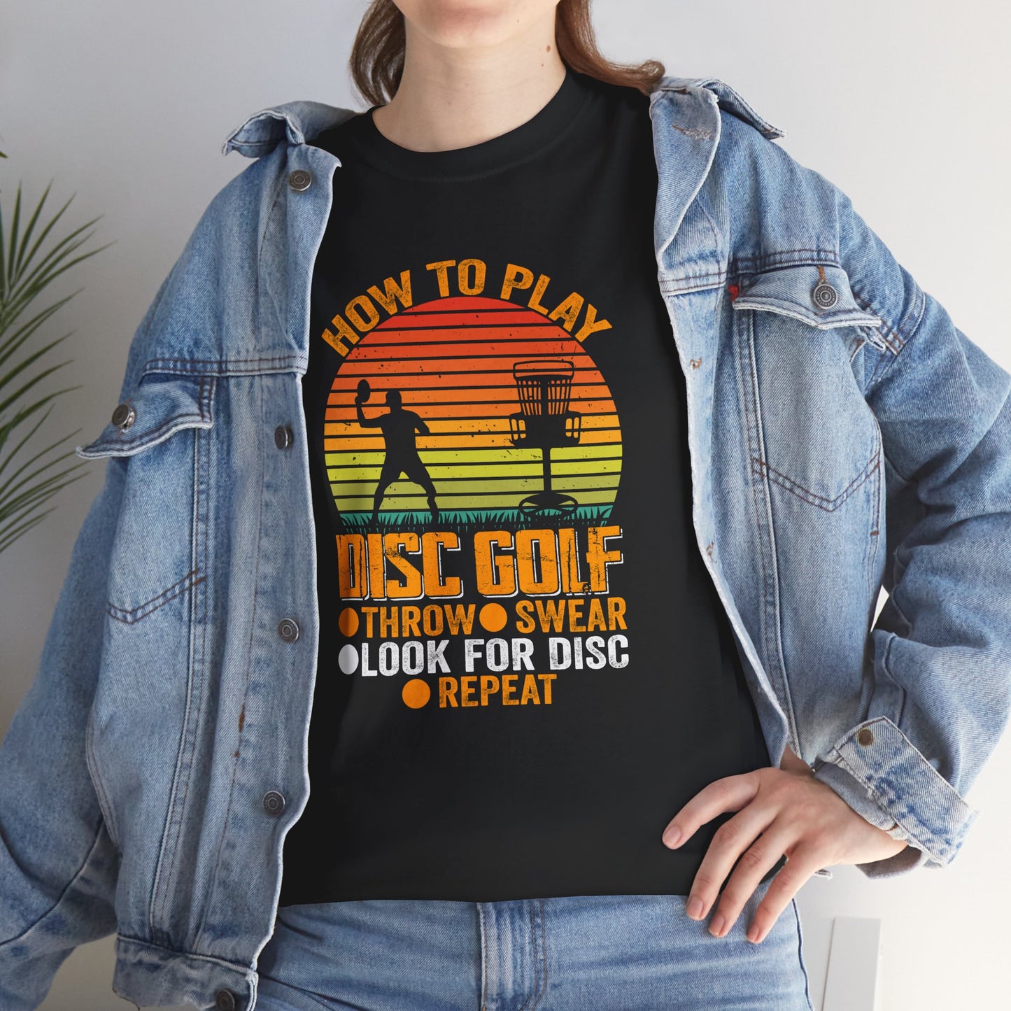 Disc Golf Unisex Heavy Cotton Tee - How to Play Instructions Funny Design - sizes S - 5X