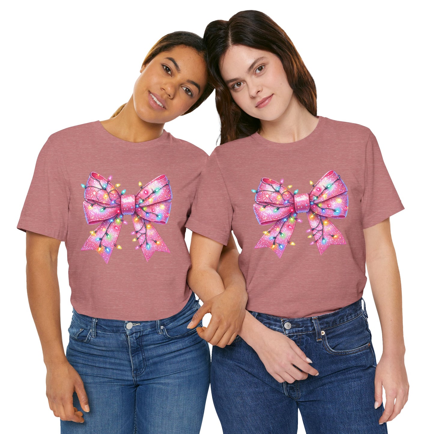 Pink Christmas Bow Unisex Jersey Short Sleeve Tee - sizes S - 3X