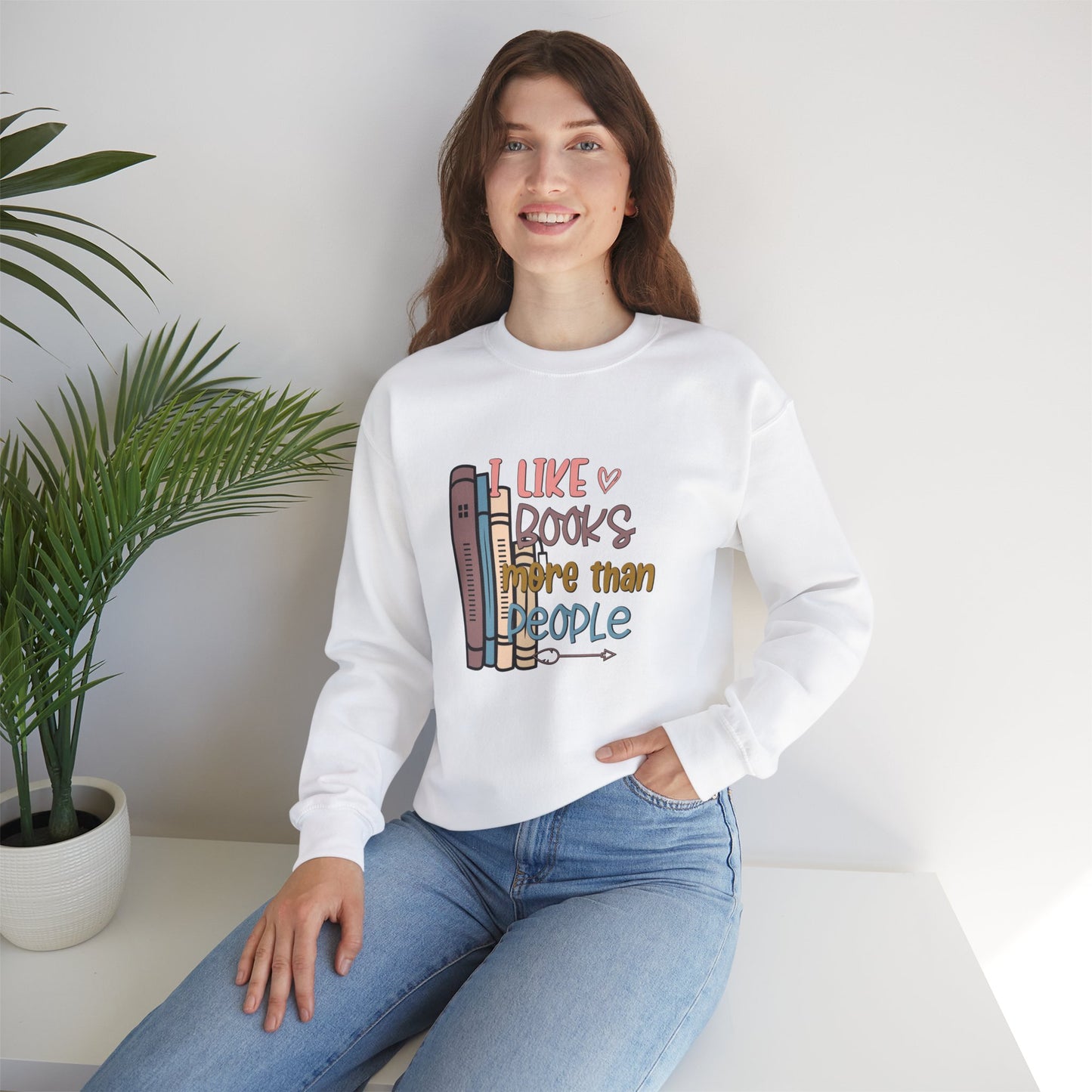 I like books more than people Unisex Heavy Blend™ Crewneck Sweatshirt - sizes S - 3X