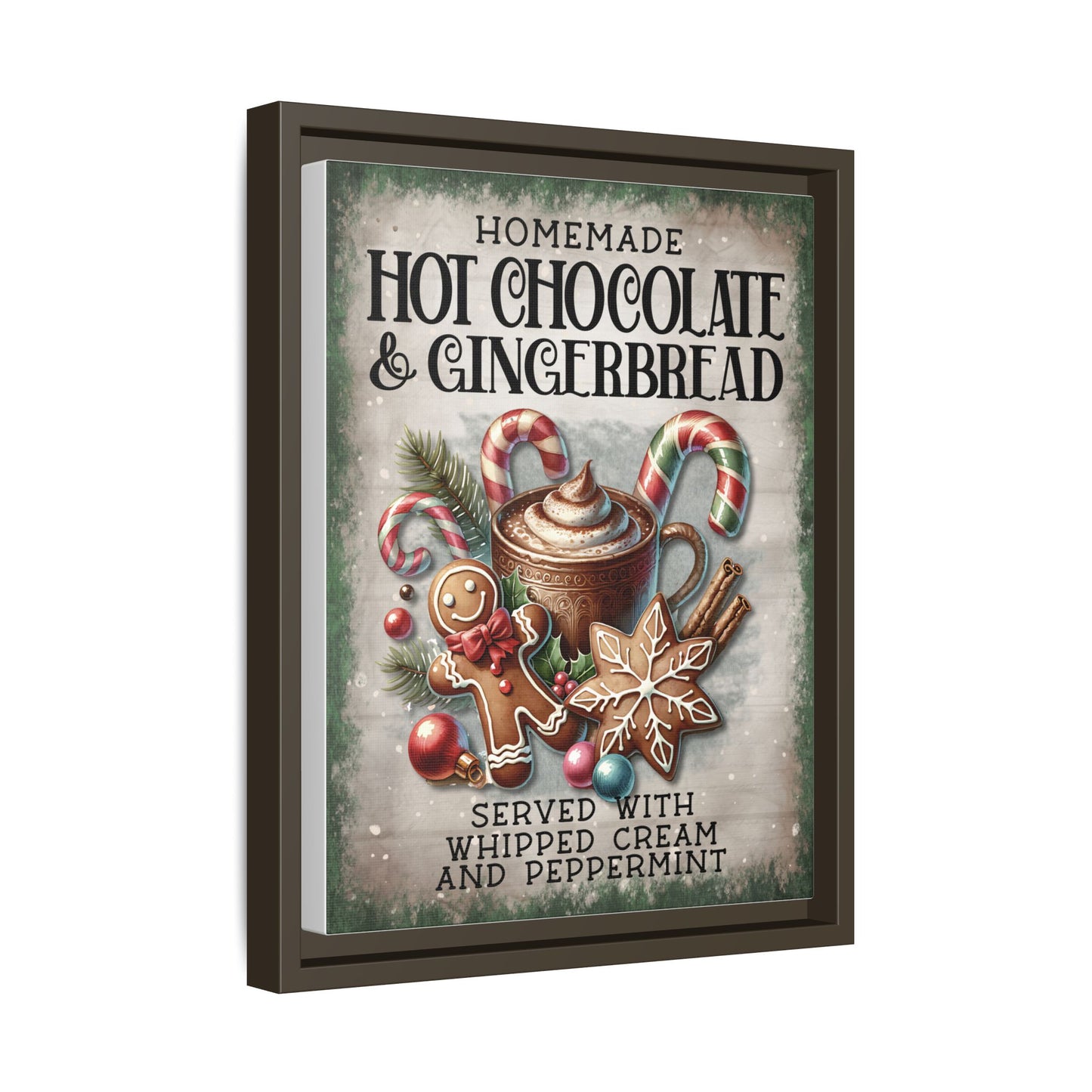 Homemade Hot Chocolate & Gingerbread Matte Canvas, Framed (Multi-color)