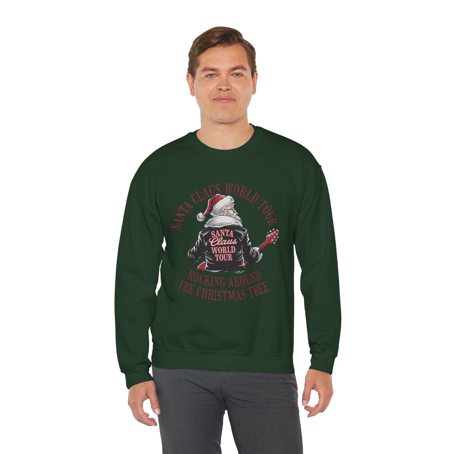 Santa Claus World Tour Crewneck Sweatshirt - Christmas Holiday Festive Funny - Sizes S-5X