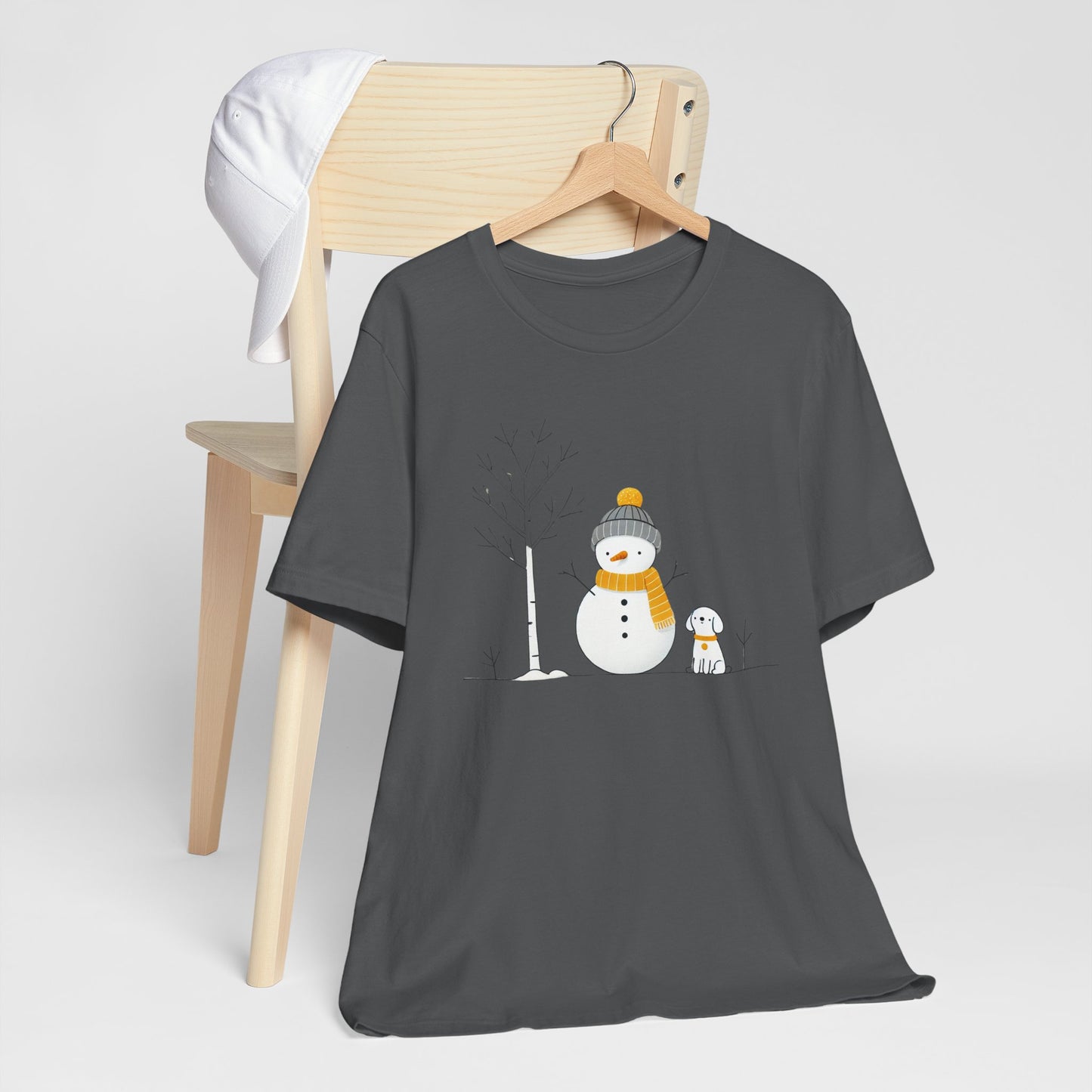 Snowman and dog winter scene Unisex Jersey Short Sleeve Tee - sizes S - 3X