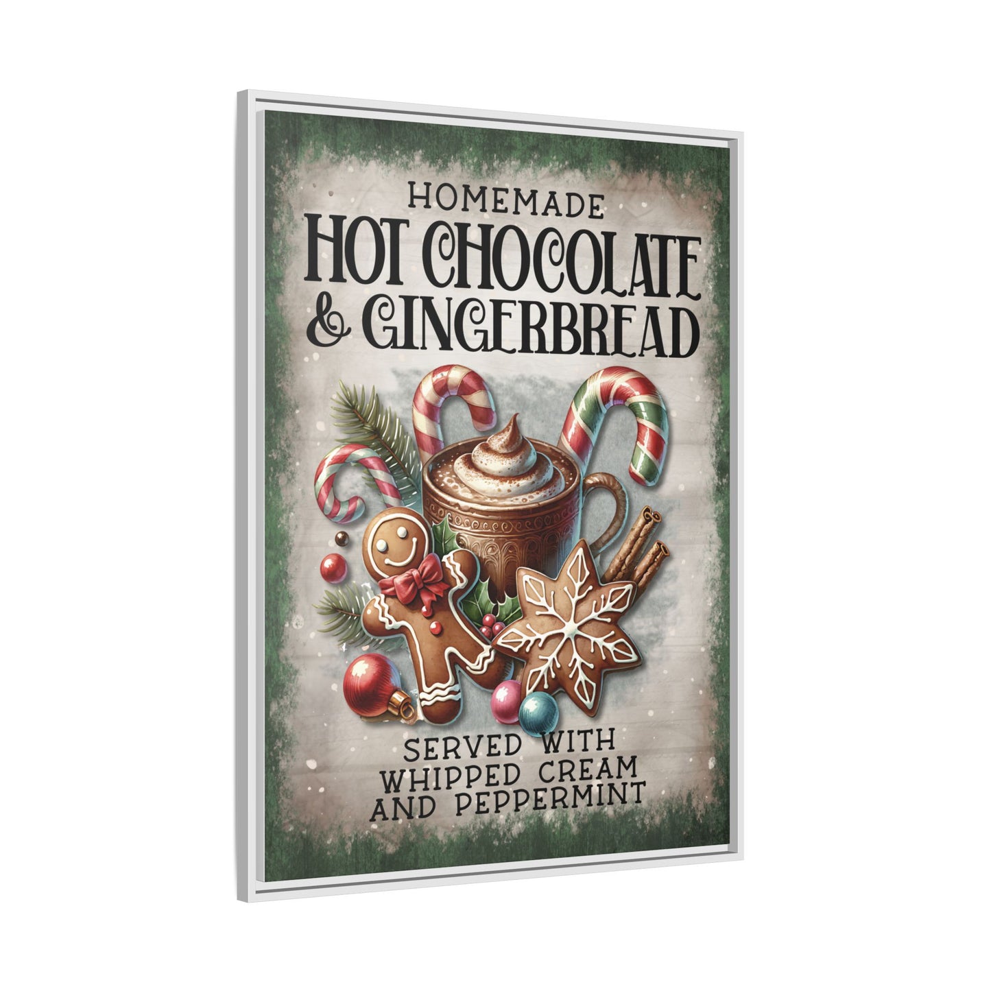 Homemade Hot Chocolate & Gingerbread Matte Canvas, Framed (Multi-color)