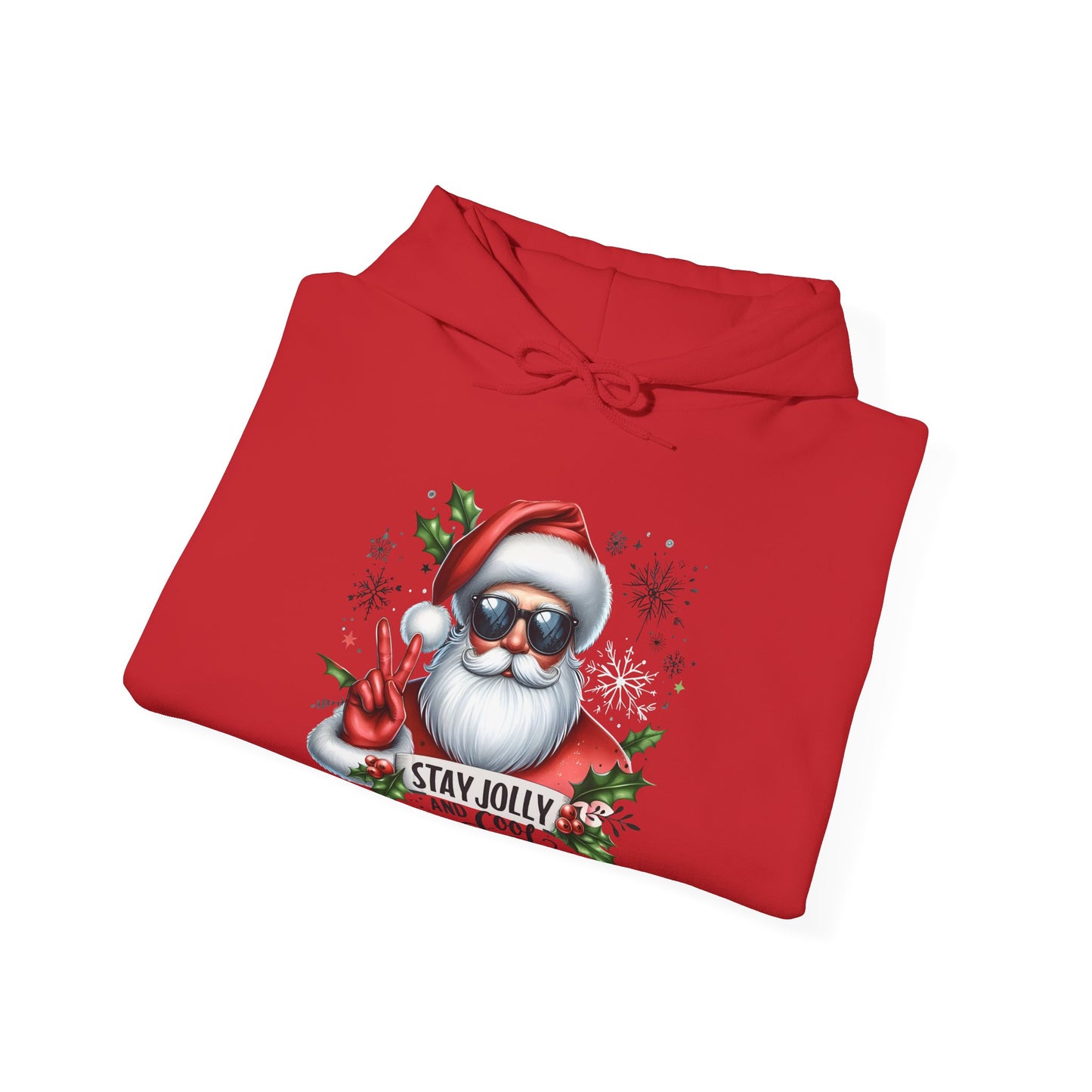 Jolly and Cool Festive Christmas Unisex Hoodie with pouch