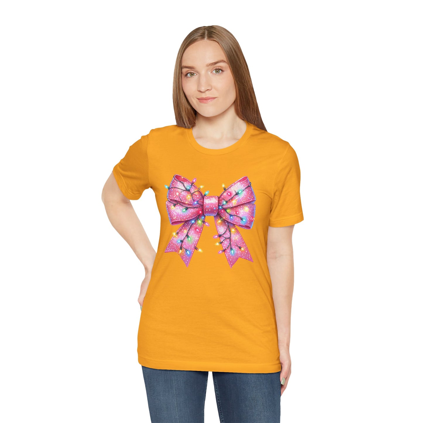 Pink Christmas Bow Unisex Jersey Short Sleeve Tee - sizes S - 3X