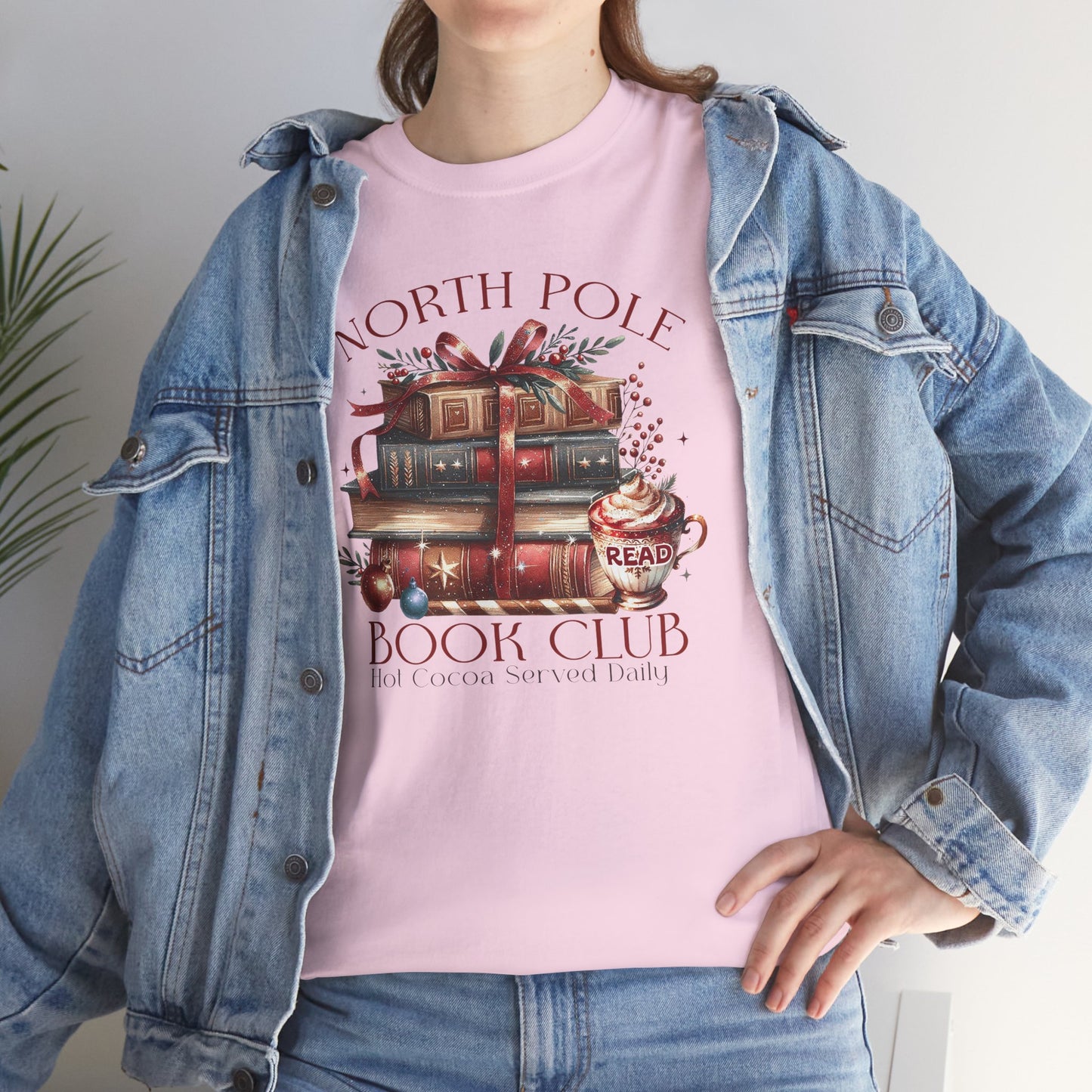 North Pole Book Club Unisex Heavy Cotton tee - Books Lover Christmas Holiday Festive Unisex T-shirt - sizes S - 5X