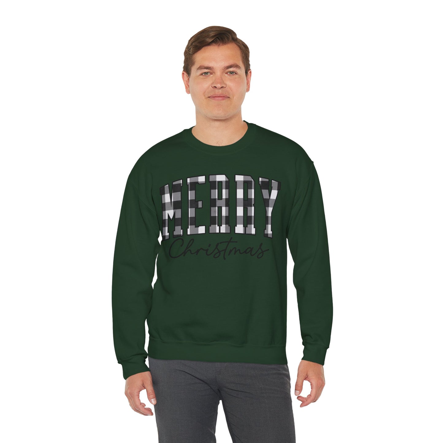 Buffalo Plaid Merry Christmas Unisex Heavy Blend Crewneck Sweatshirt