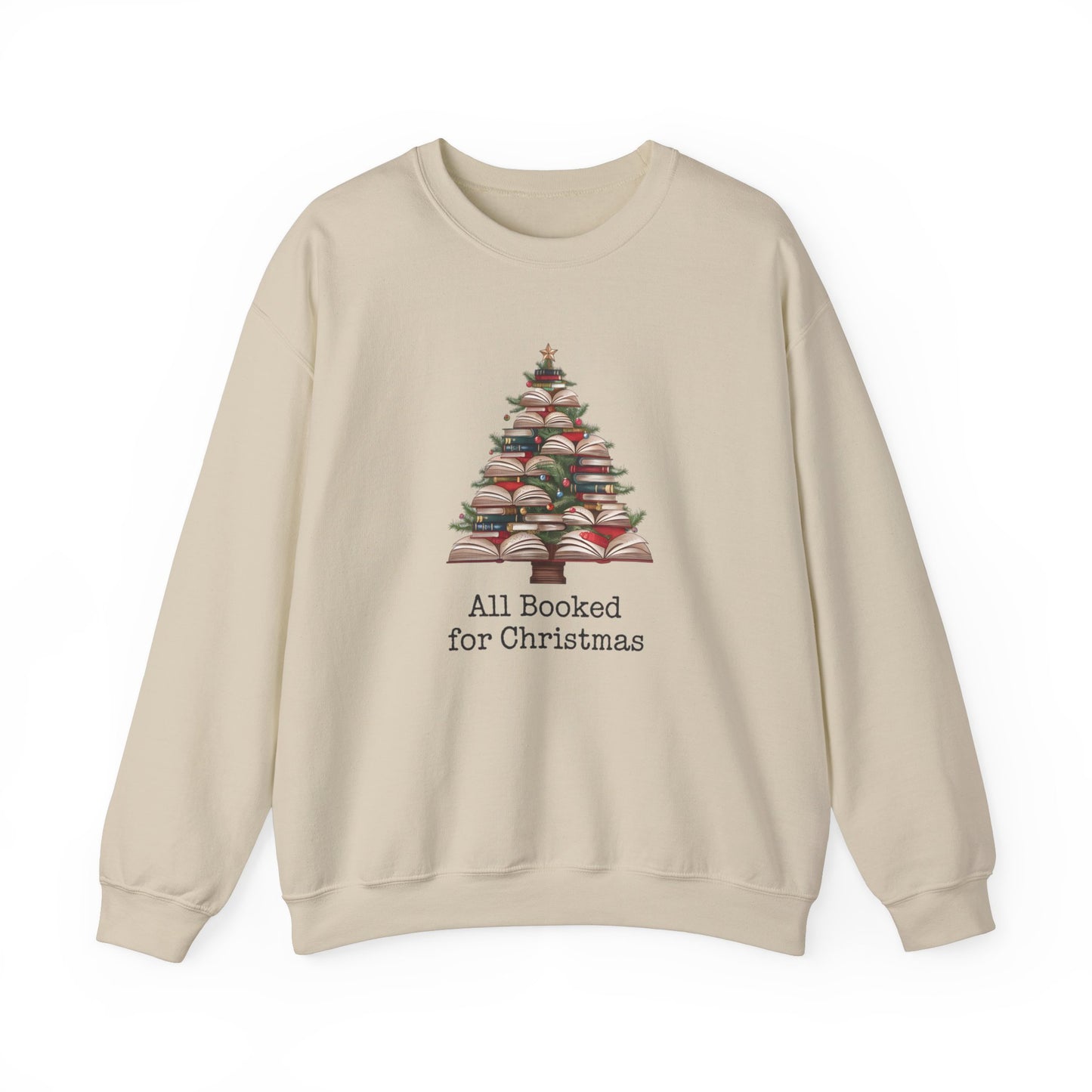 All Booked for Christmas, Book Christmas tree, Unisex Heavy Blend Crewneck Sweatshirt - sizes S - 3X