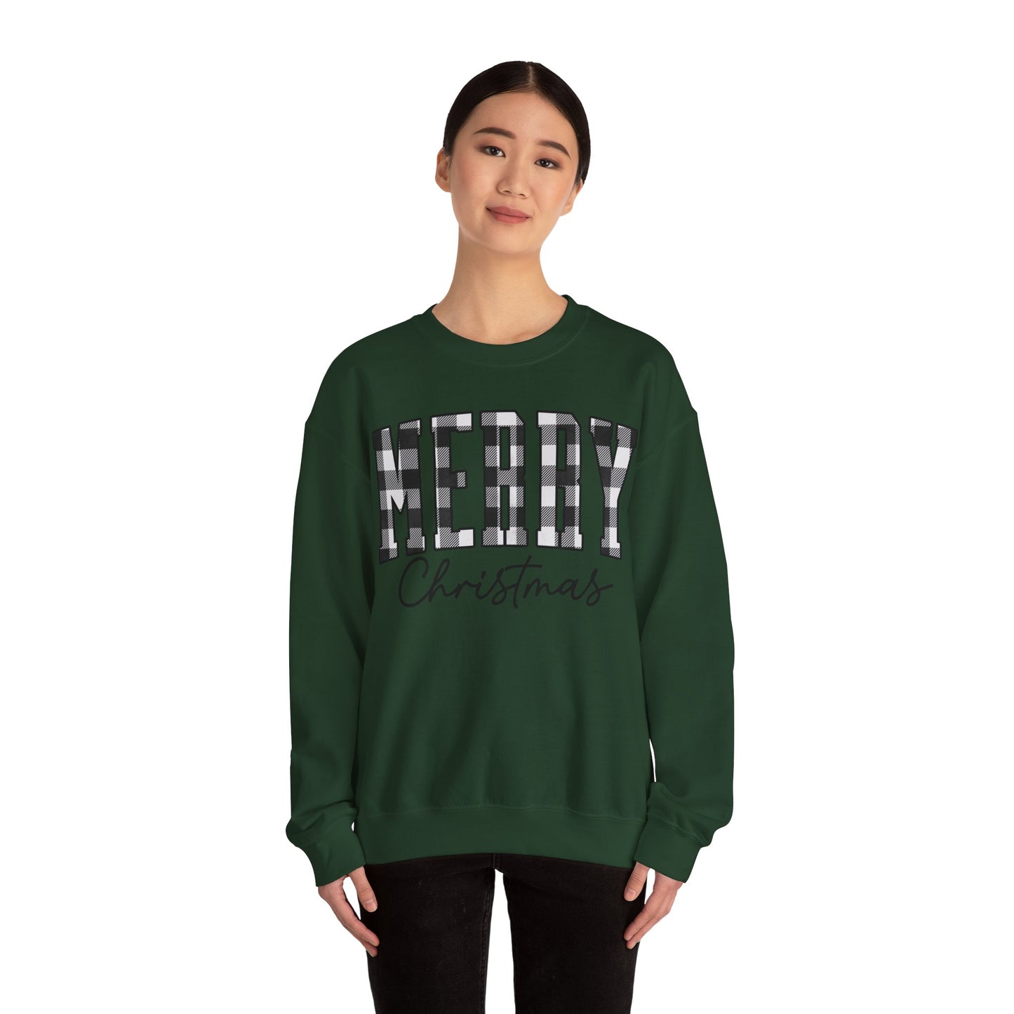 Buffalo Plaid Merry Christmas Unisex Heavy Blend Crewneck Sweatshirt