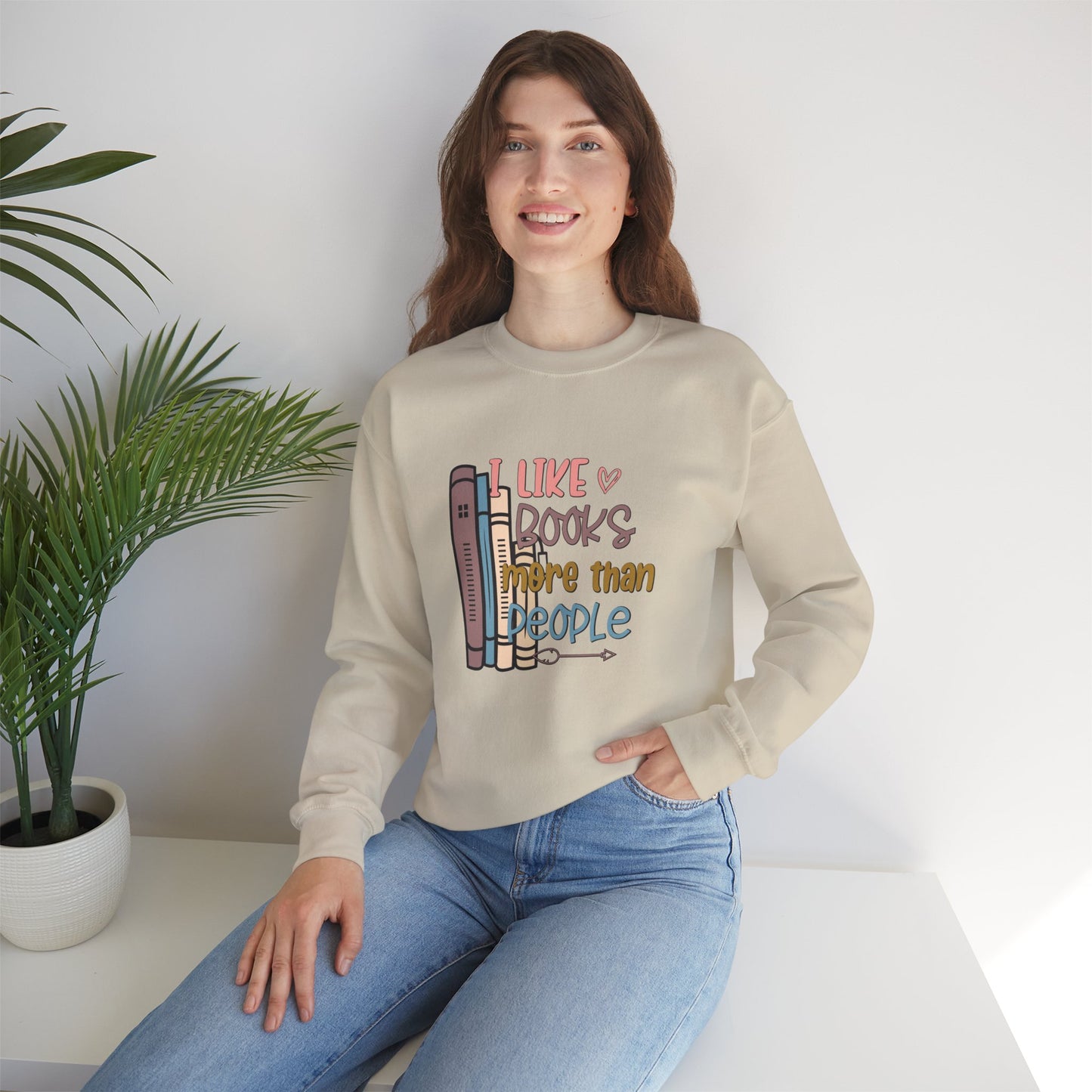 I like books more than people Unisex Heavy Blend™ Crewneck Sweatshirt - sizes S - 3X