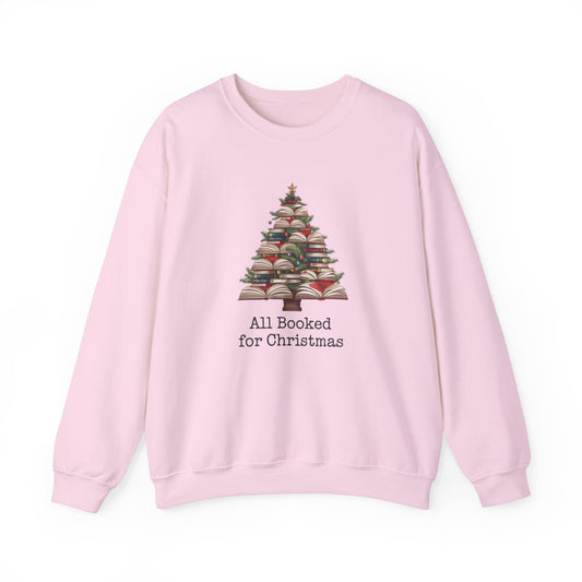 All Booked for Christmas, Book Christmas tree, Unisex Heavy Blend Crewneck Sweatshirt - sizes S - 3X