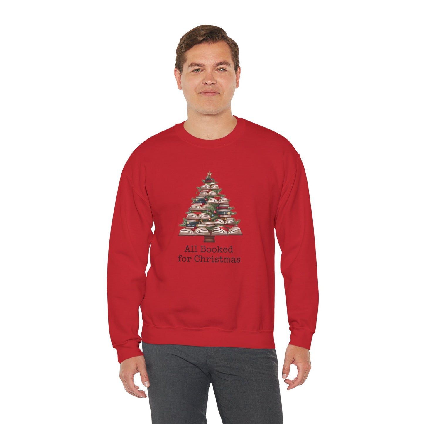 All Booked for Christmas, Book Christmas tree, Unisex Heavy Blend Crewneck Sweatshirt - sizes S - 3X