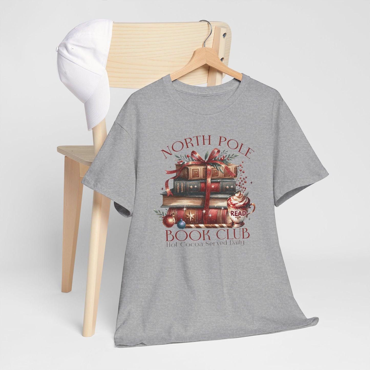 North Pole Book Club Unisex Heavy Cotton tee - Books Lover Christmas Holiday Festive Unisex T-shirt - sizes S - 5X