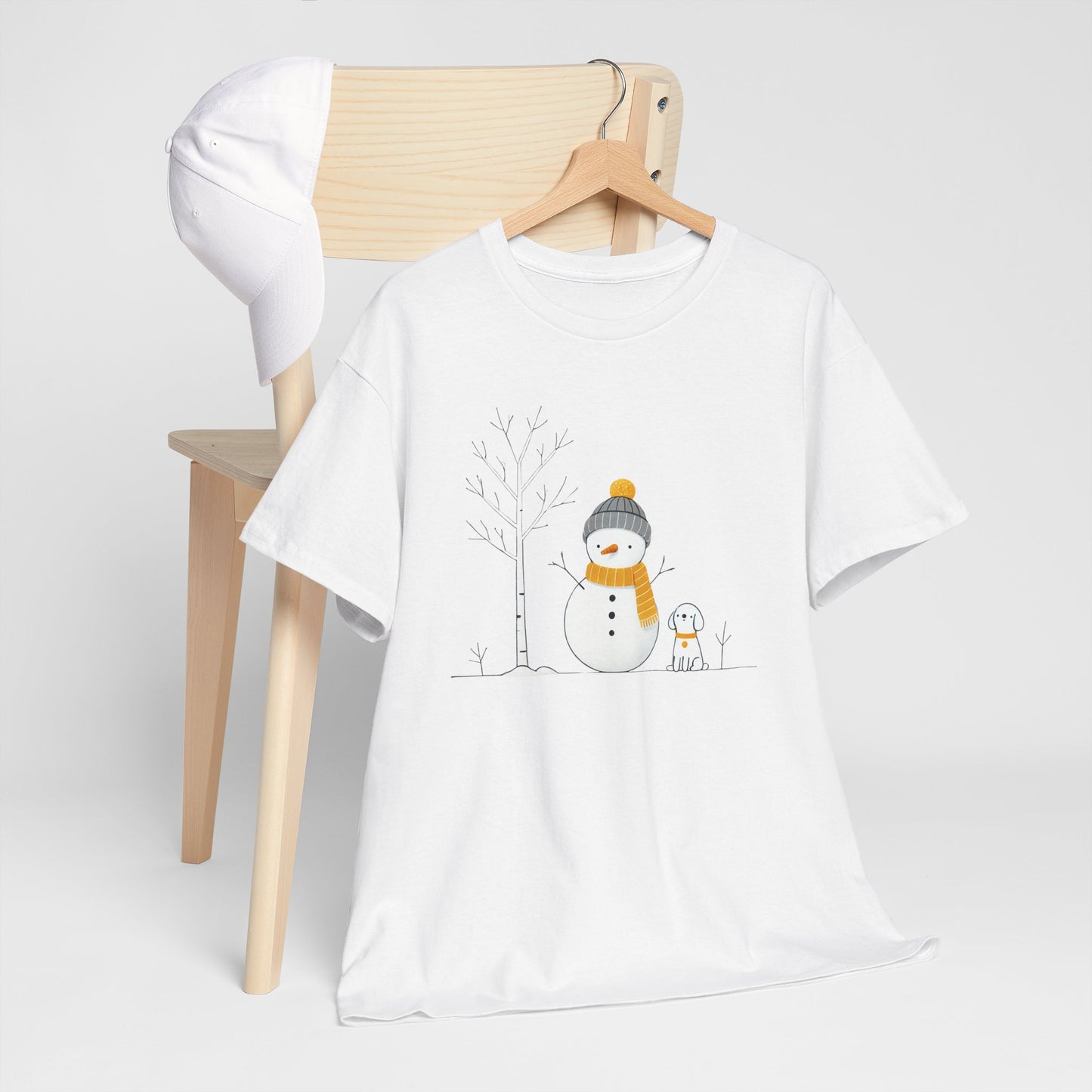 Snowman and Dog Unisex Heavy Cotton Tee - sizes S - 5X