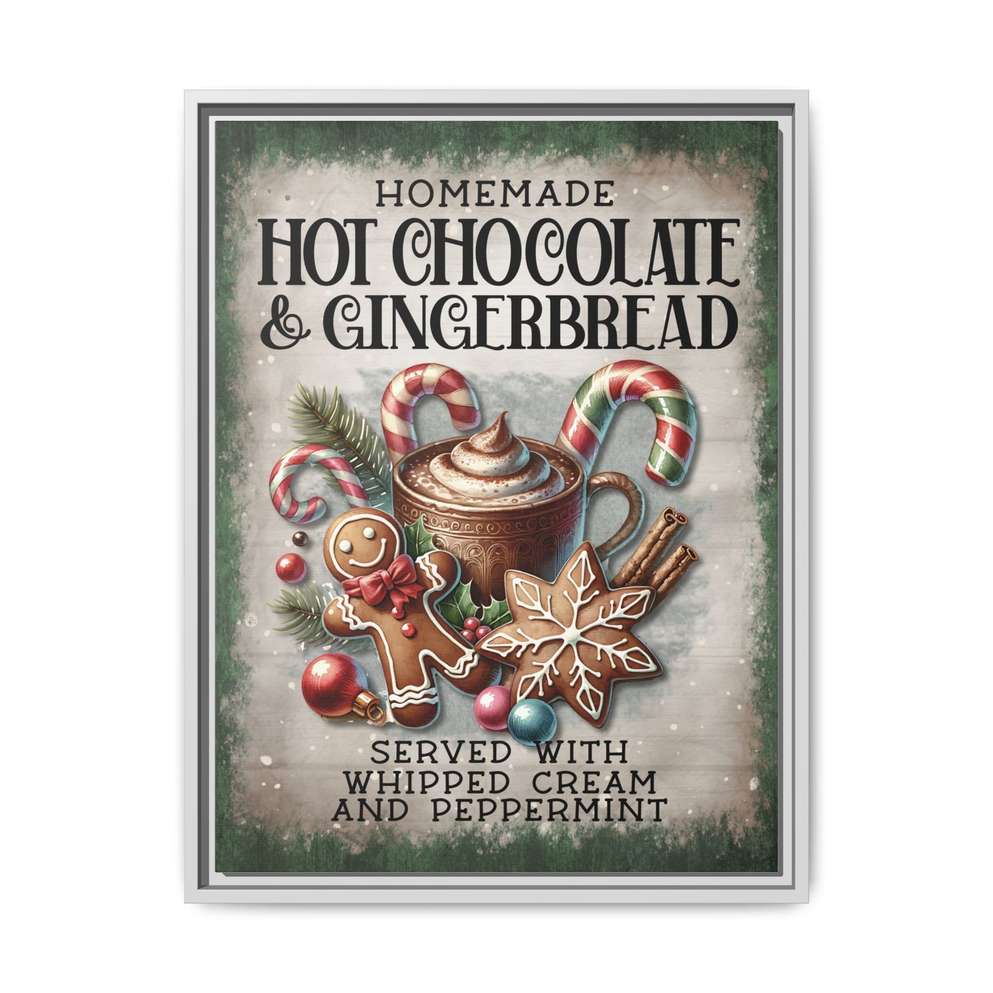 Homemade Hot Chocolate & Gingerbread Matte Canvas, Framed (Multi-color)