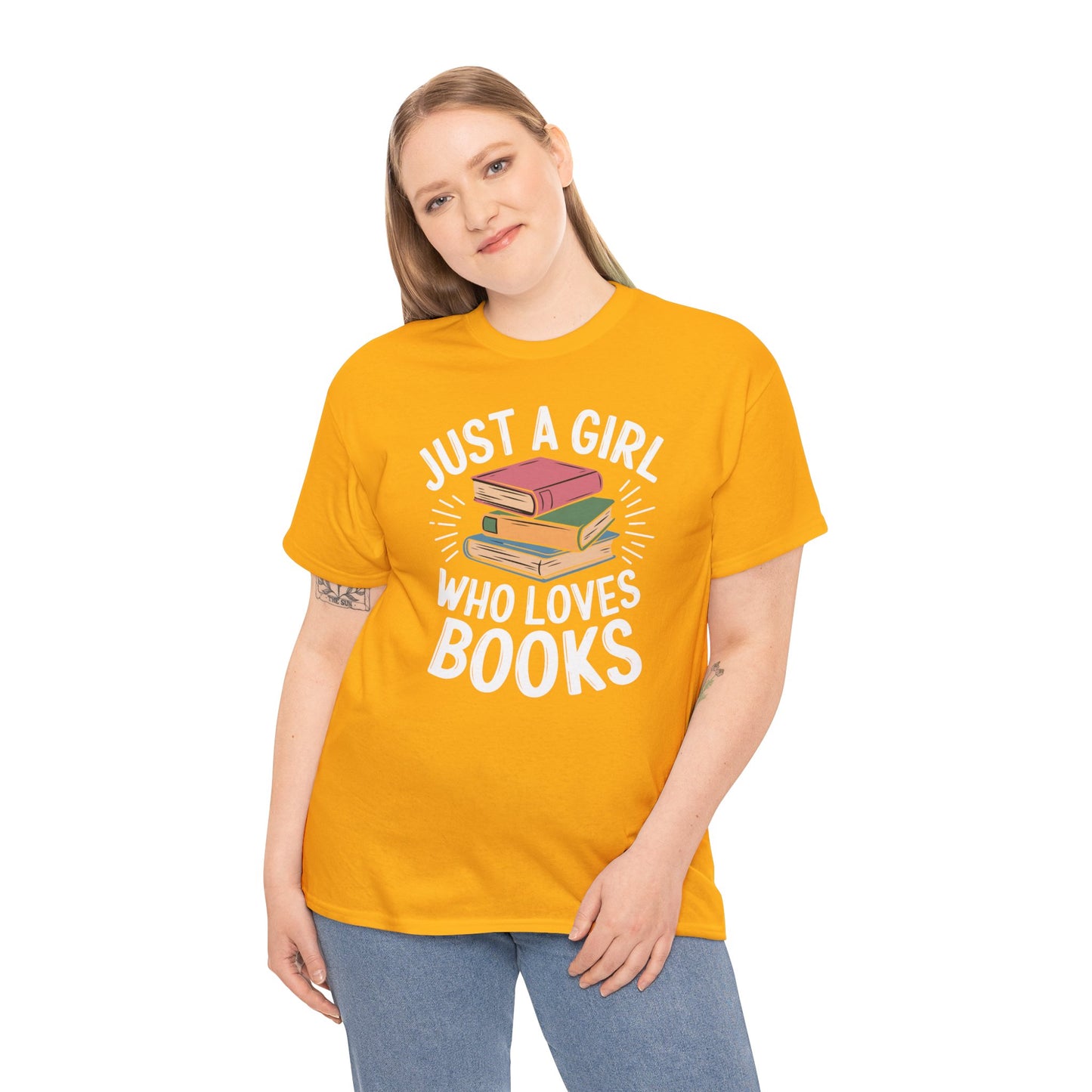 Just a Girl Who Loves Books Unisex Heavy Cotton Tee - S - 5X