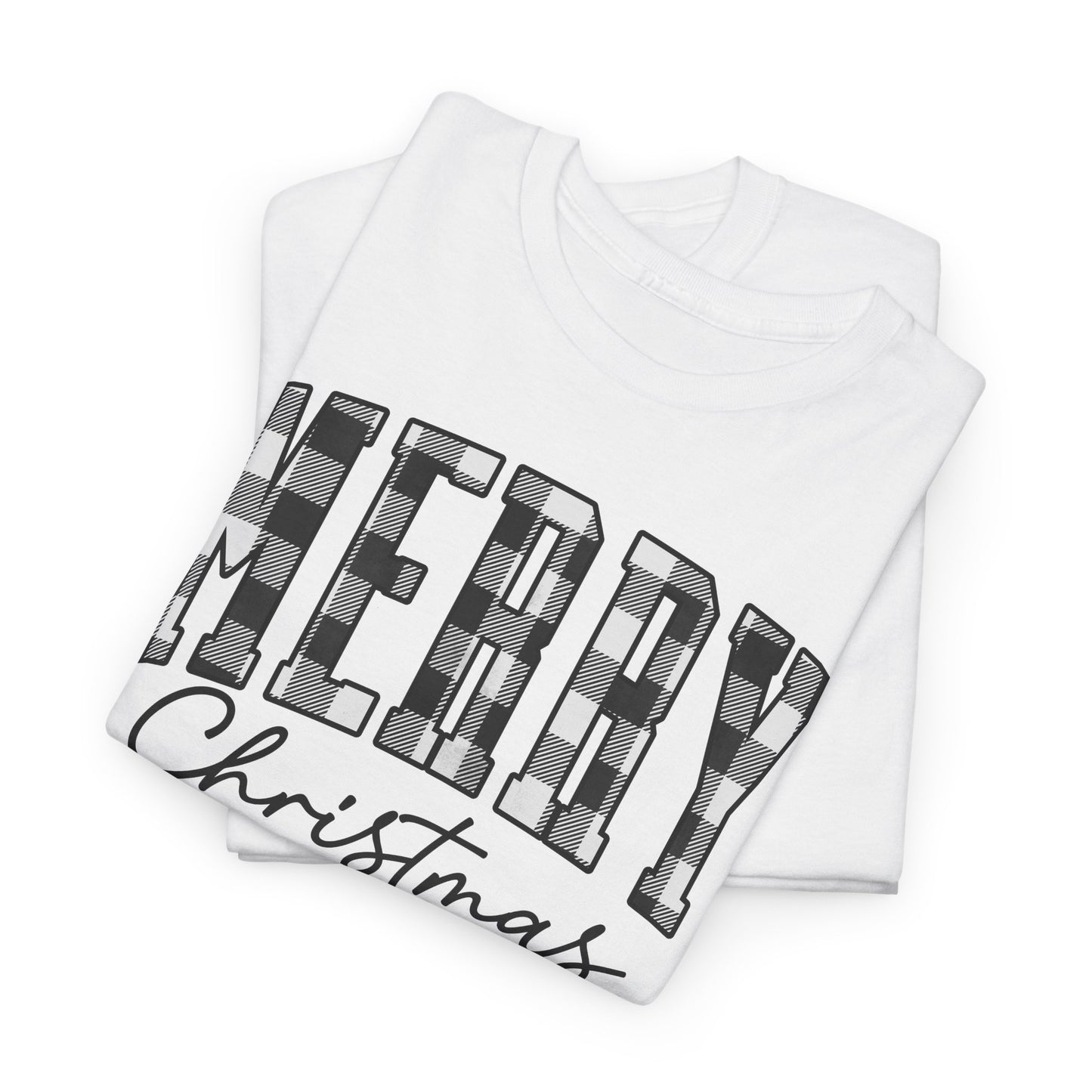 Buffalo Plaid Merry Christmas Unisex Heavy Cotton Tee - sizes S - 5X