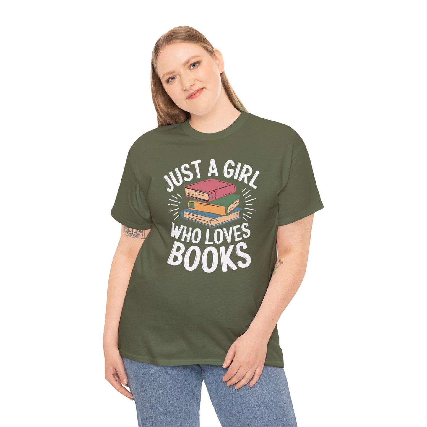 Just a Girl Who Loves Books Unisex Heavy Cotton Tee - S - 5X