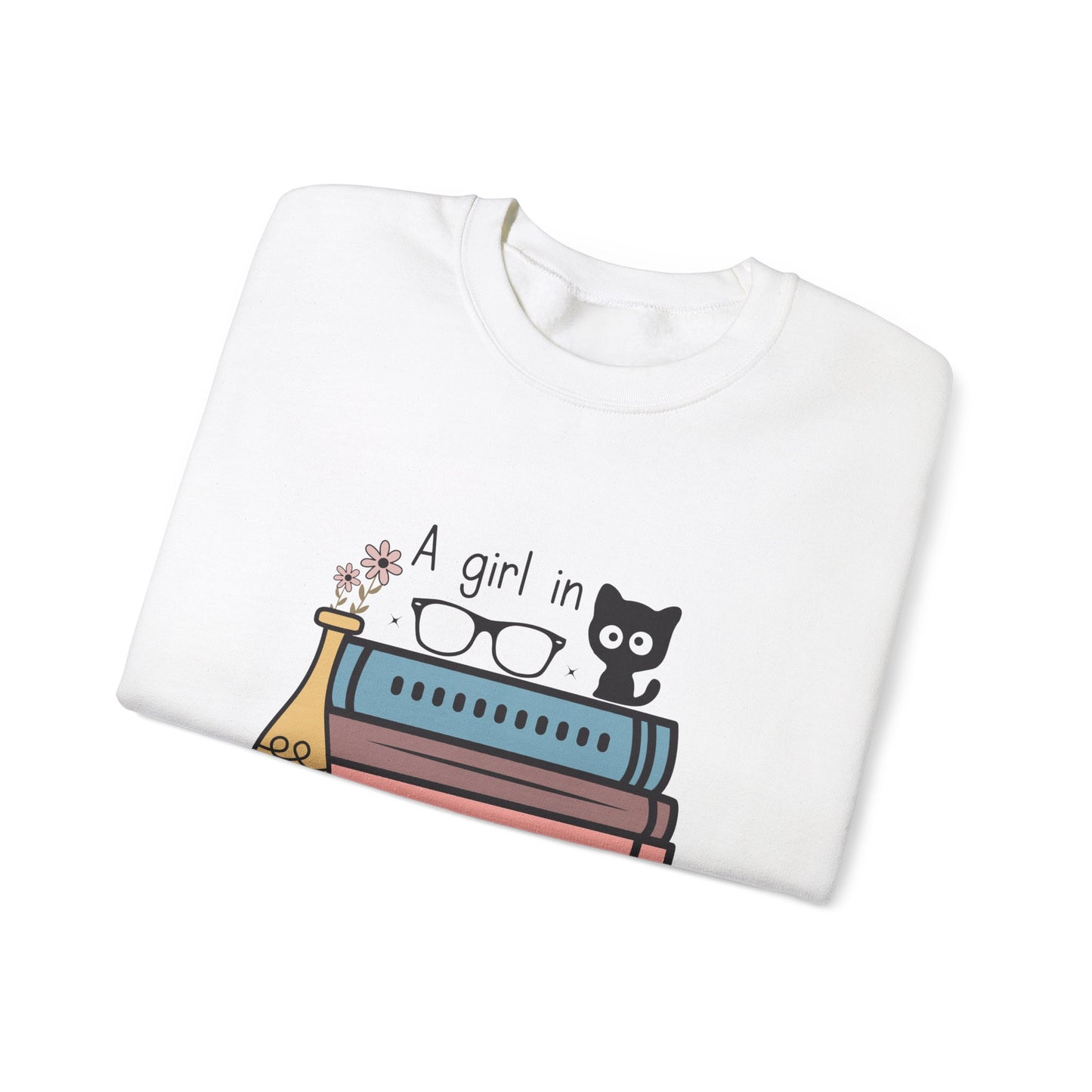 Just a girl who loves Cats and Books Unisex Heavy Blend Crewneck Sweatshirt