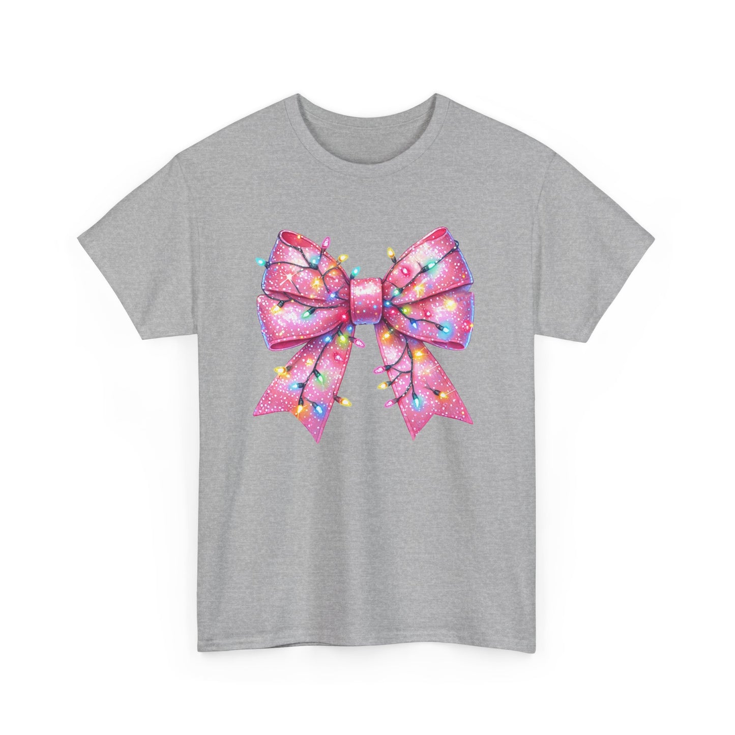 Pink Bow Unisex Tee - Christmas Lights Festive Shirt - sizes S - 5X