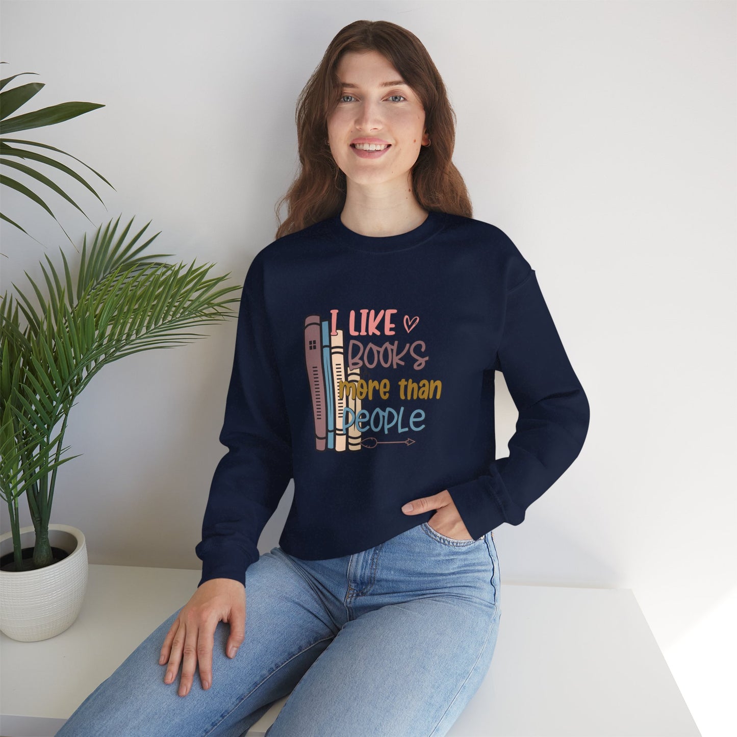 I like books more than people Unisex Heavy Blend™ Crewneck Sweatshirt - sizes S - 3X