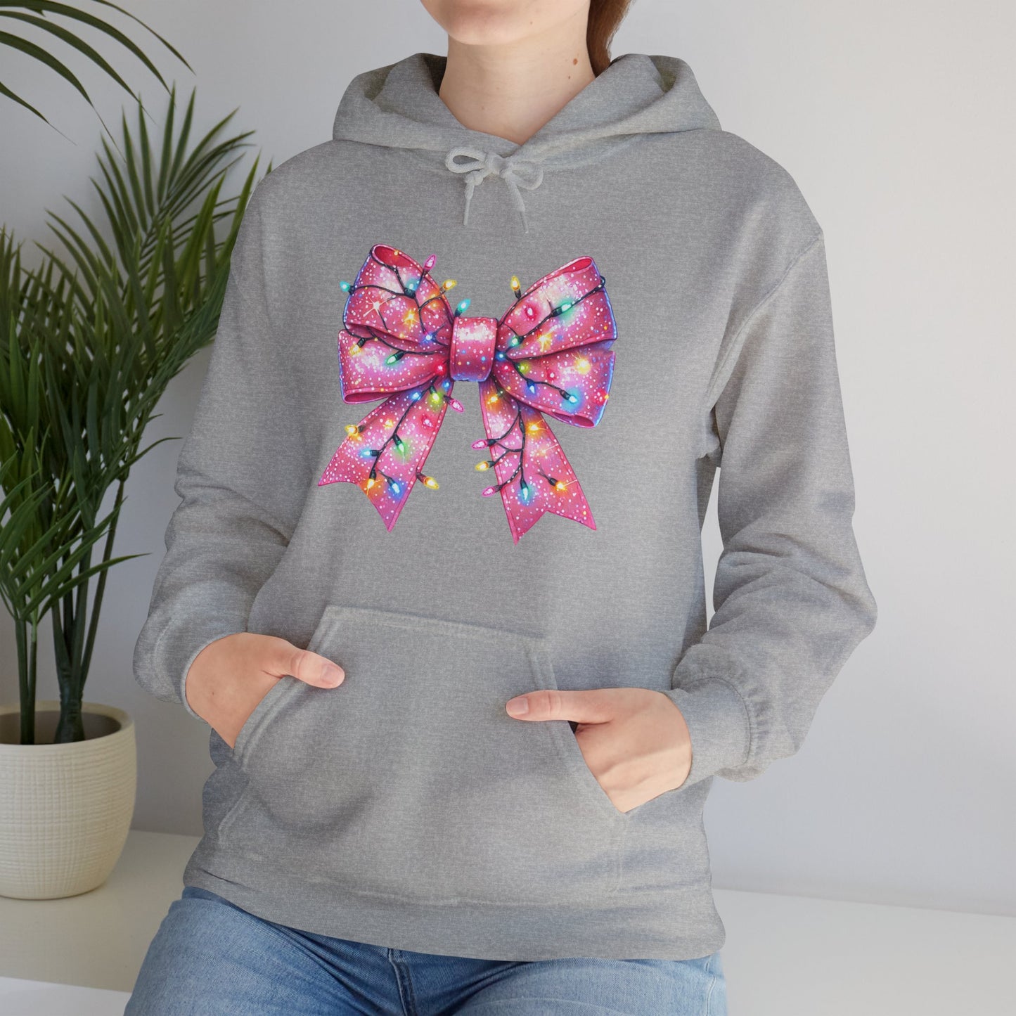 Big Pink Christmas Bow Unisex Heavy Blend™ Hooded Sweatshirt - sizes S - 3X