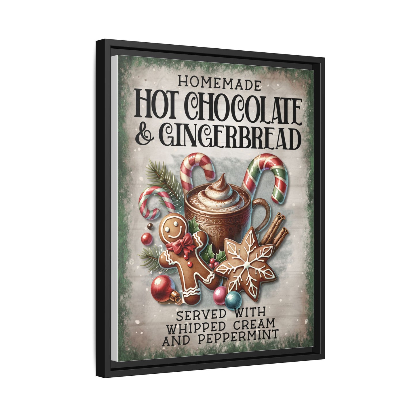 Homemade Hot Chocolate & Gingerbread Matte Canvas, Framed (Multi-color)