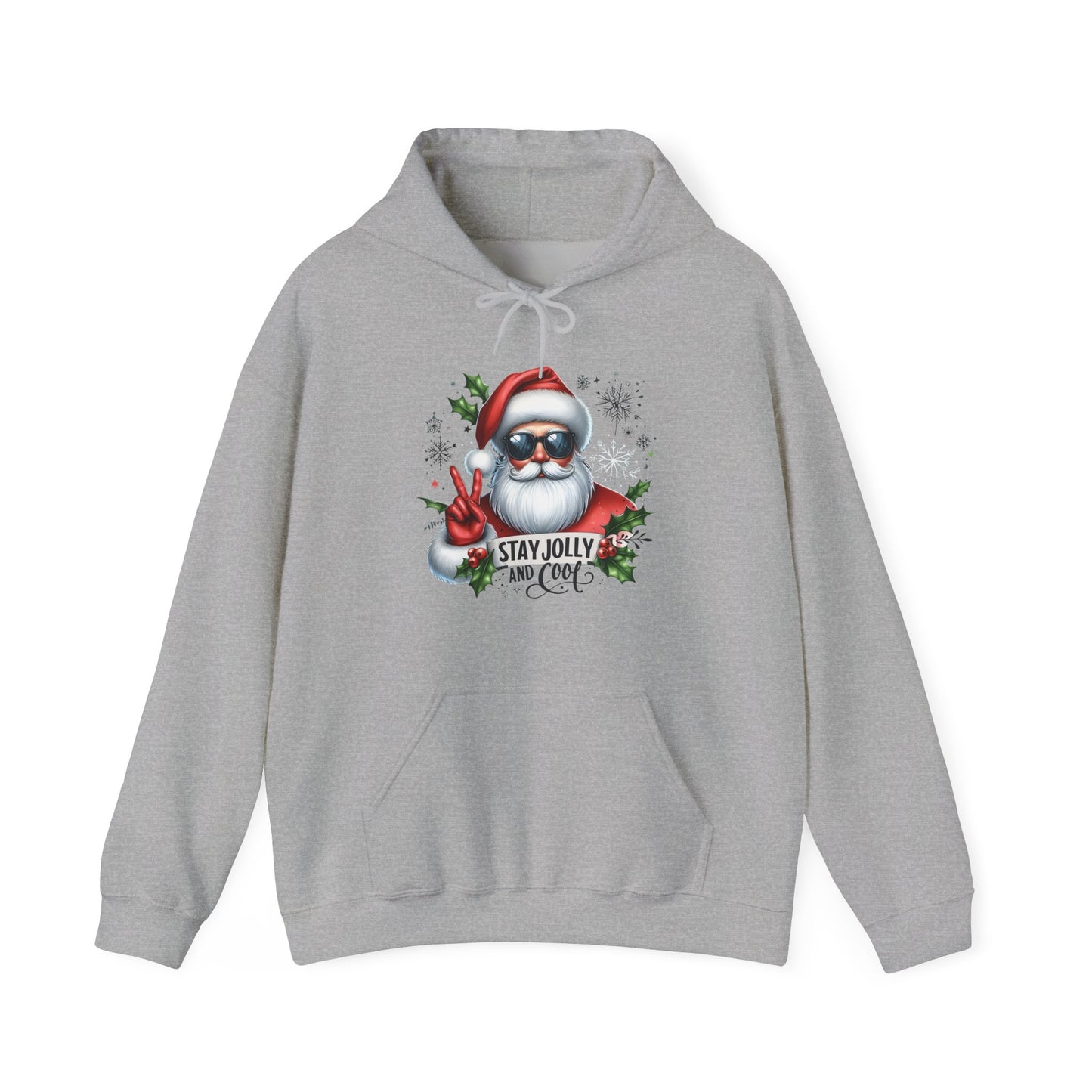 Jolly and Cool Festive Christmas Unisex Hoodie with pouch