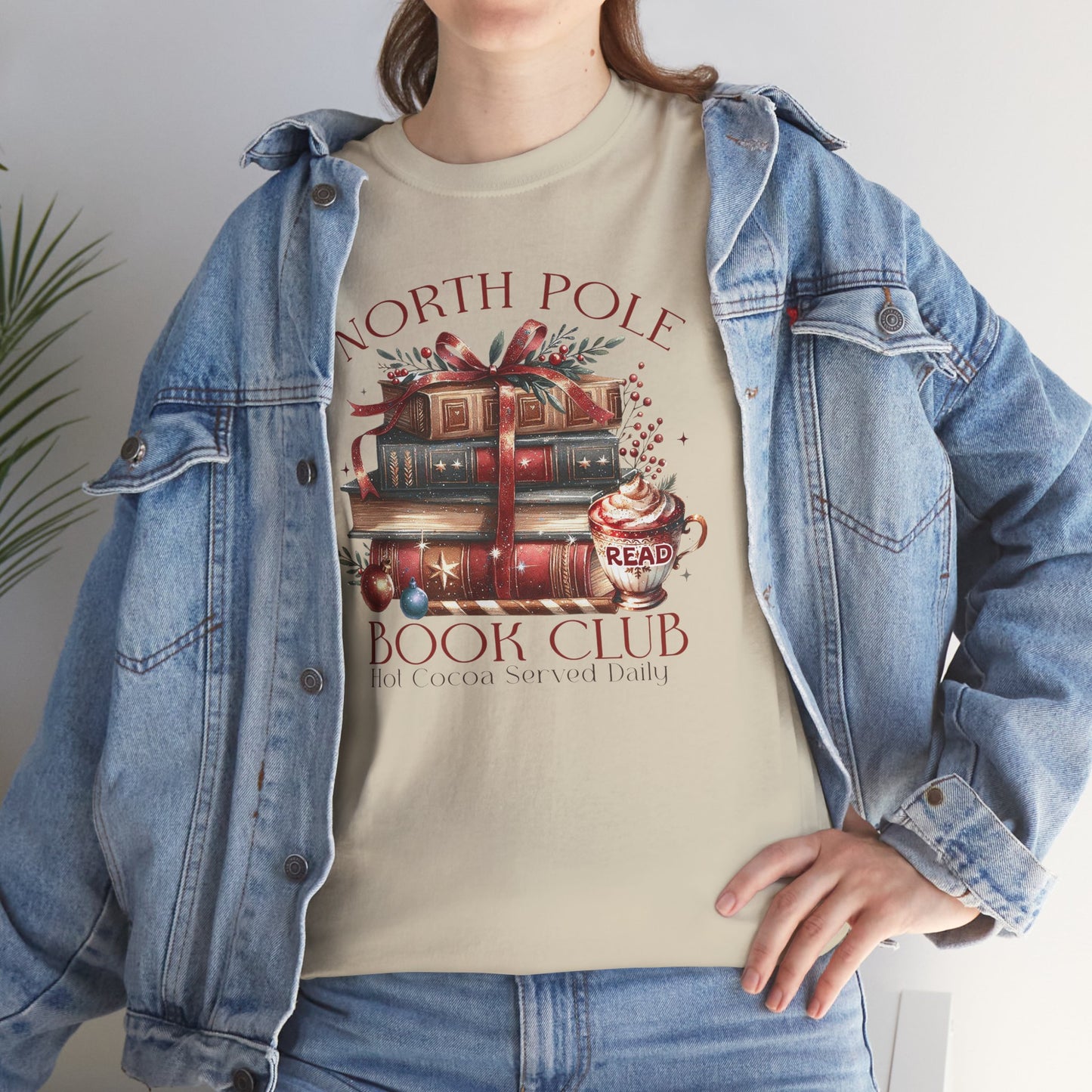 North Pole Book Club Unisex Heavy Cotton tee - Books Lover Christmas Holiday Festive Unisex T-shirt - sizes S - 5X