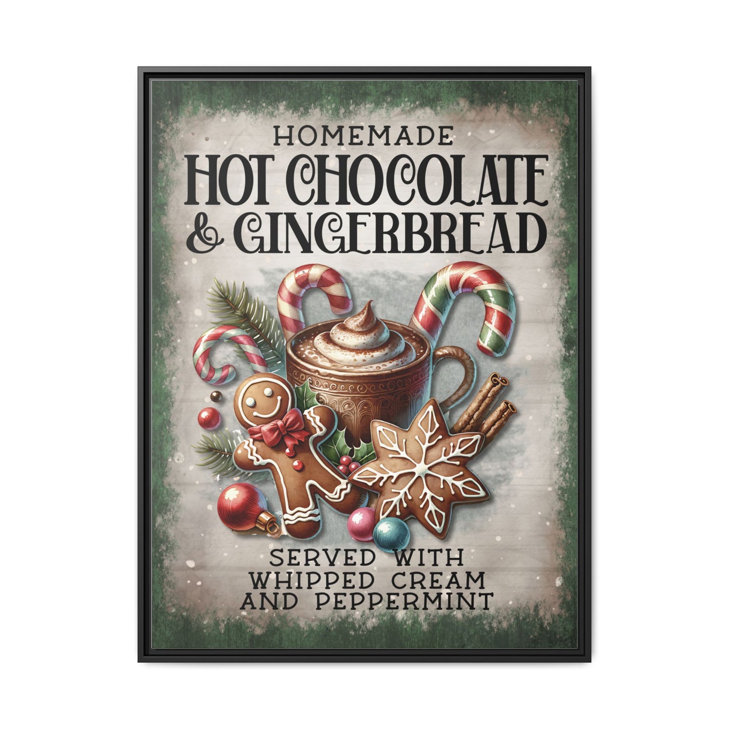 Homemade Hot Chocolate & Gingerbread Matte Canvas, Framed (Multi-color)