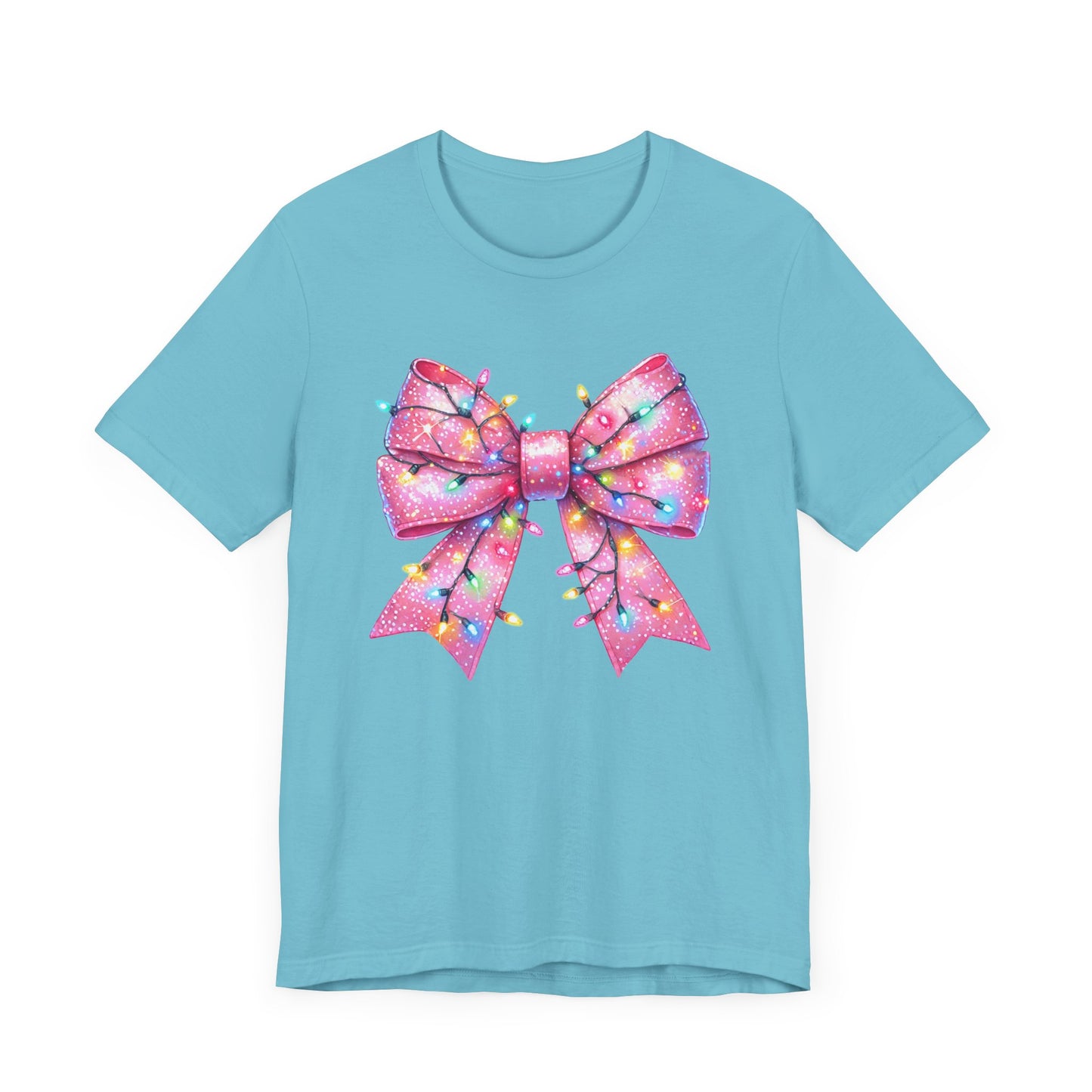 Pink Bow Christmas Tee - Festive Holiday Unisex Jersey T-shirt - sizes S - 3X