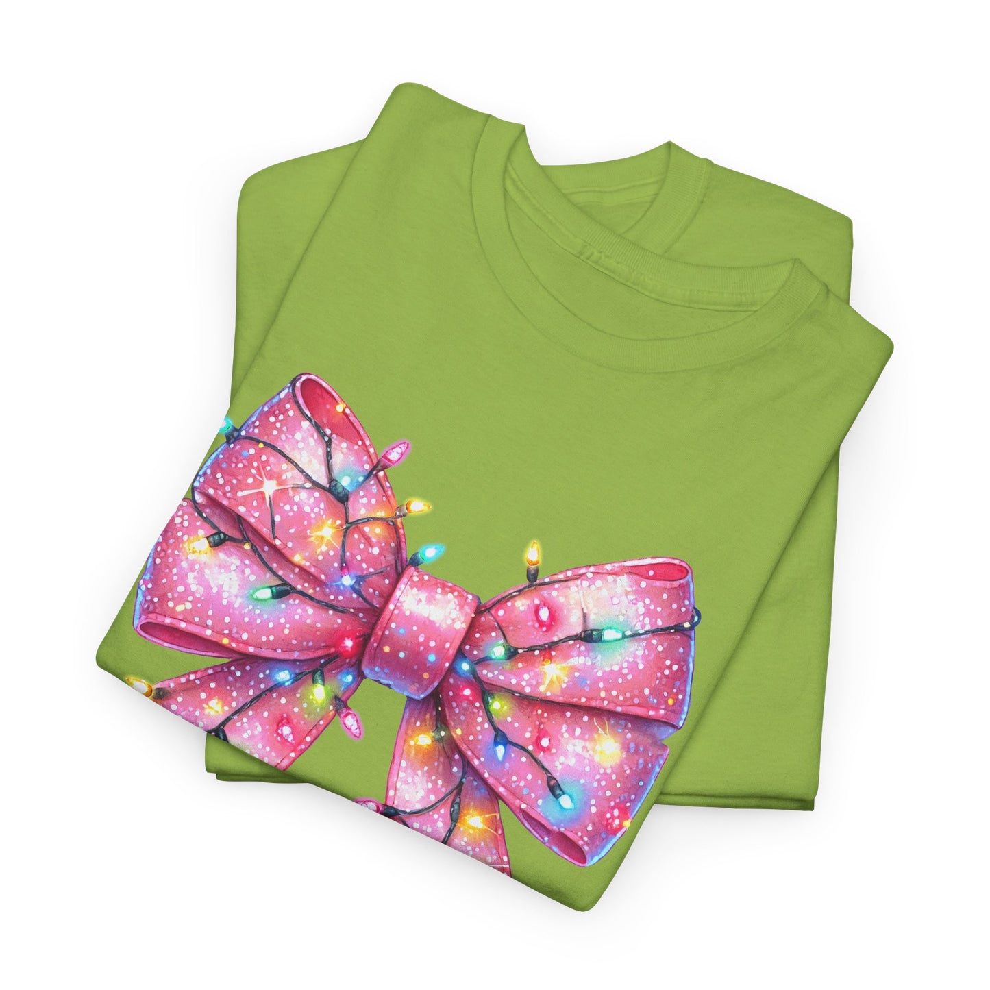 Pink Bow Unisex Tee - Christmas Lights Festive Shirt - sizes S - 5X