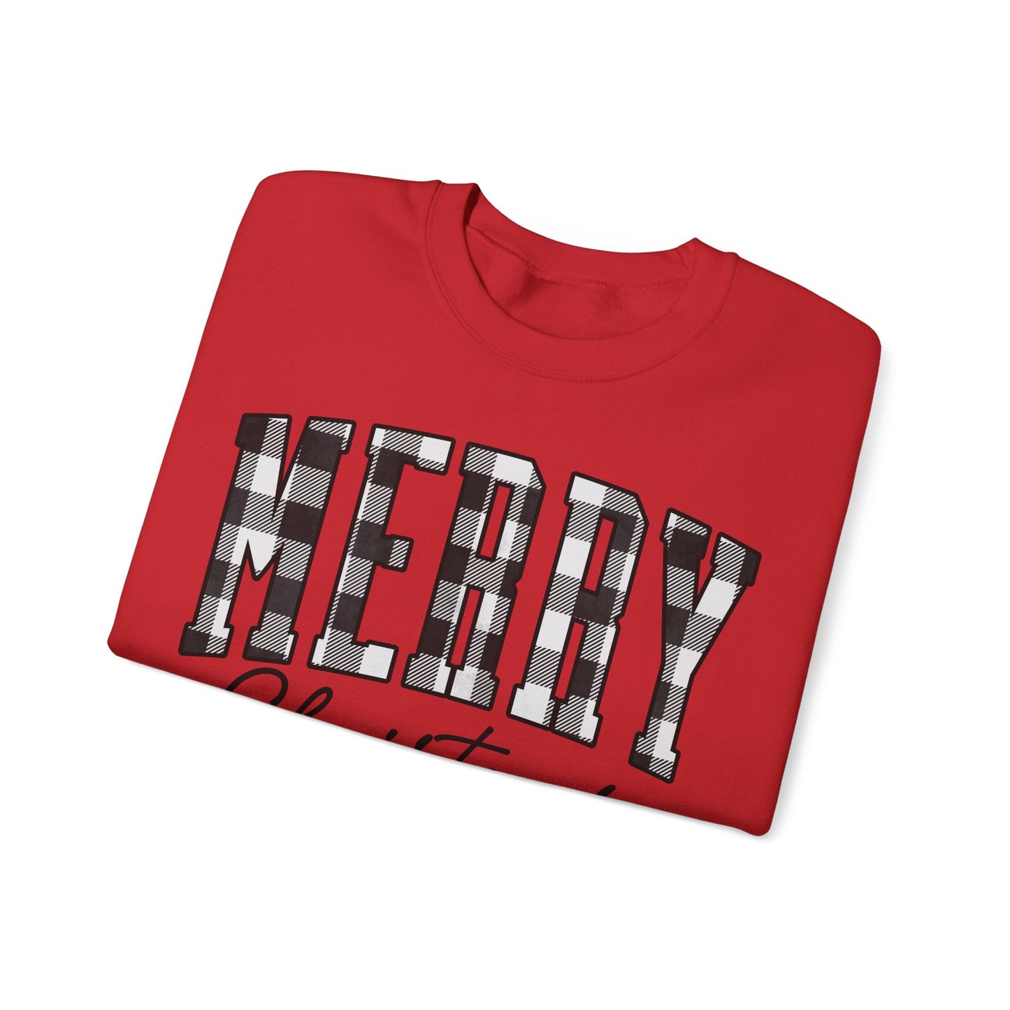 Buffalo Plaid Merry Christmas Unisex Heavy Blend Crewneck Sweatshirt