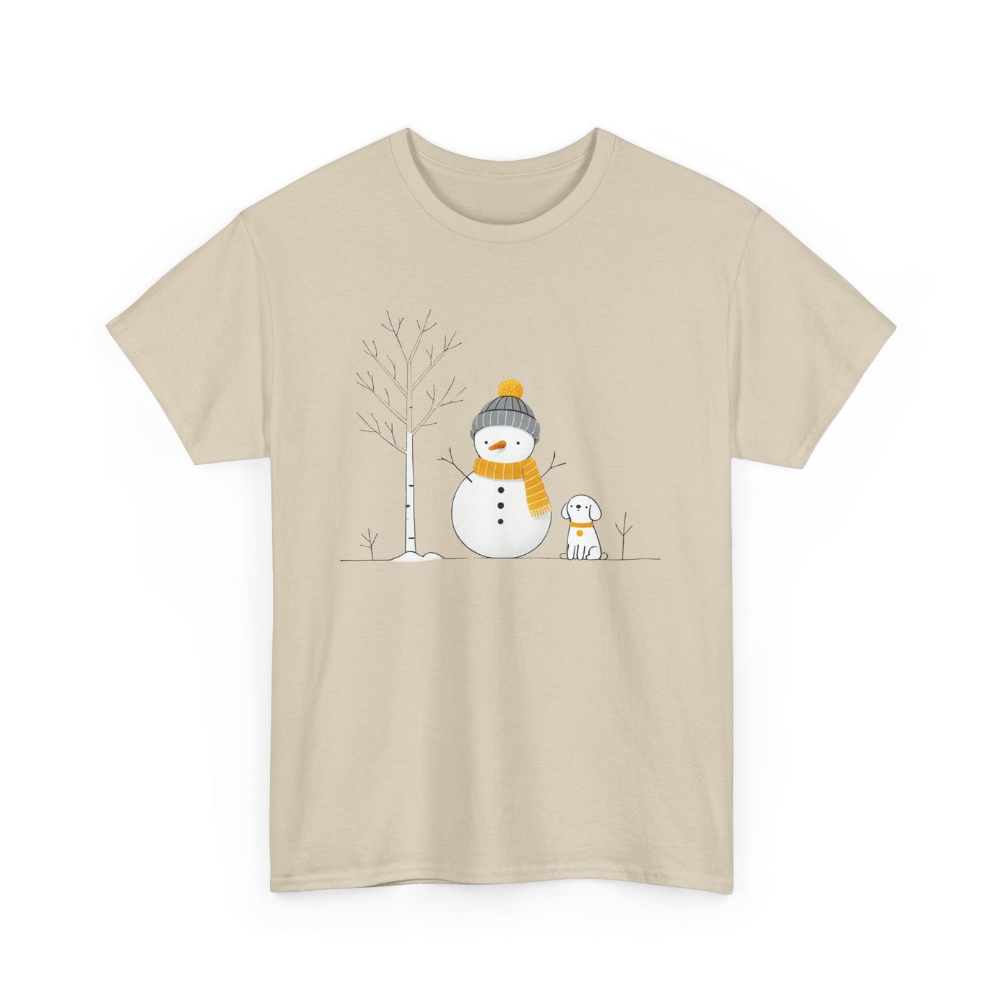 Snowman and Dog Unisex Heavy Cotton Tee - sizes S - 5X