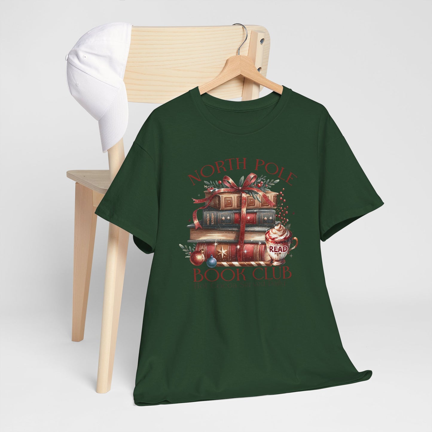 North Pole Book Club Unisex Heavy Cotton tee - Books Lover Christmas Holiday Festive Unisex T-shirt - sizes S - 5X