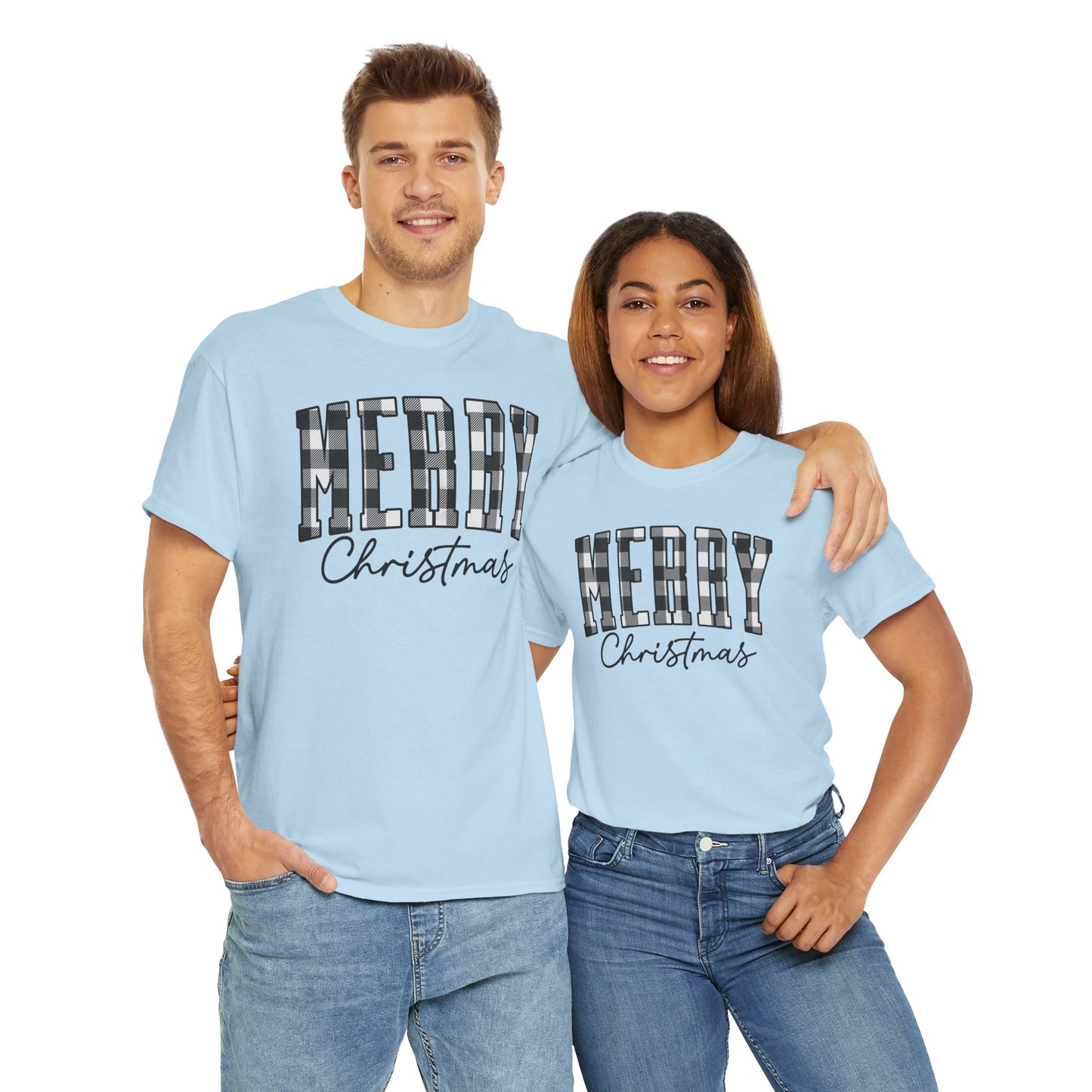 Buffalo Plaid Merry Christmas Unisex Heavy Cotton Tee - sizes S - 5X