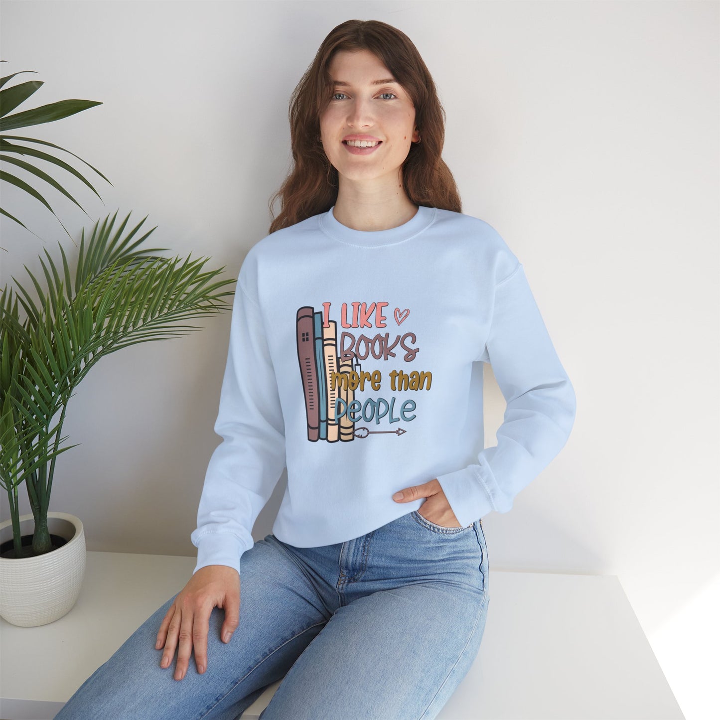 I like books more than people Unisex Heavy Blend™ Crewneck Sweatshirt - sizes S - 3X