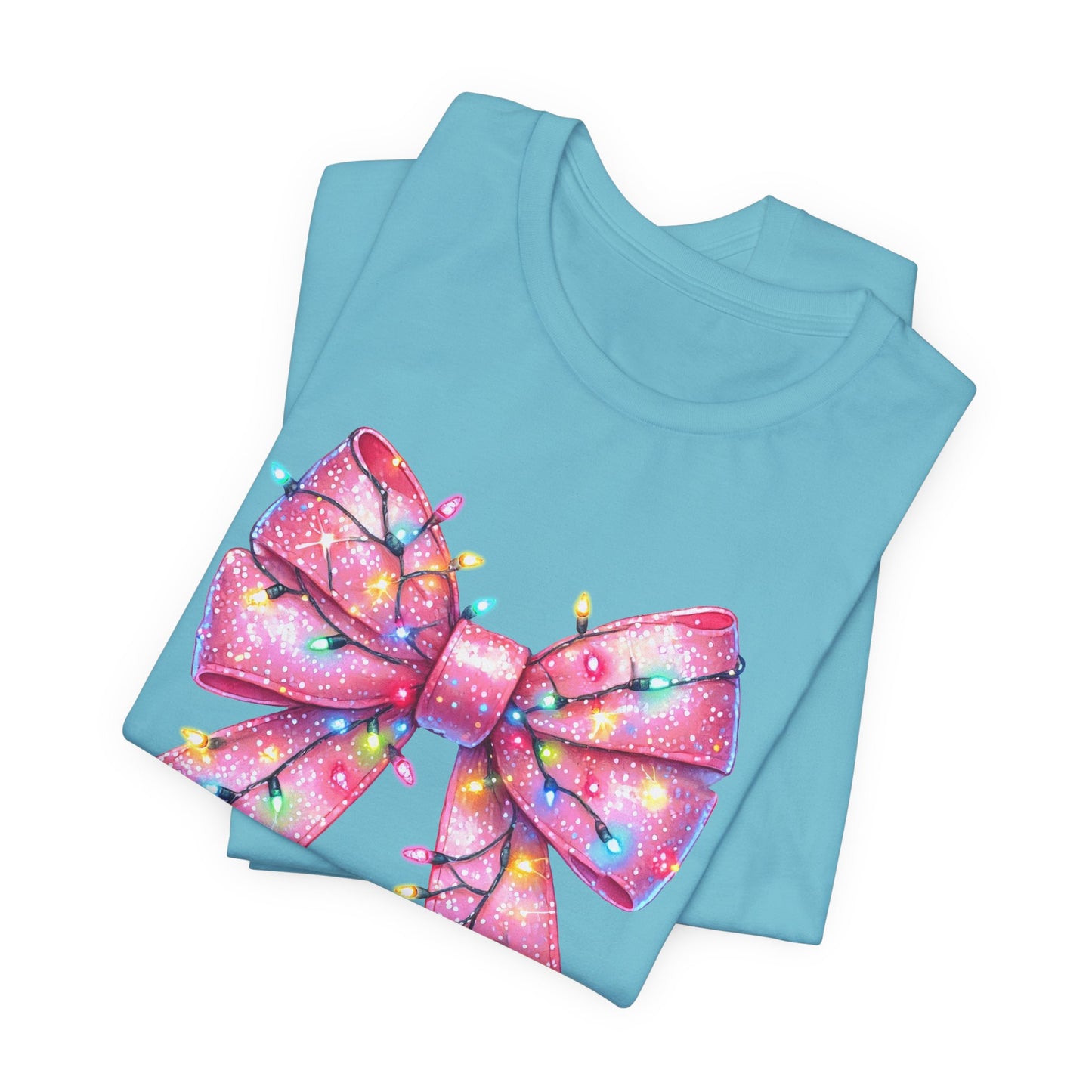 Pink Bow Christmas Tee - Festive Holiday Unisex Jersey T-shirt - sizes S - 3X