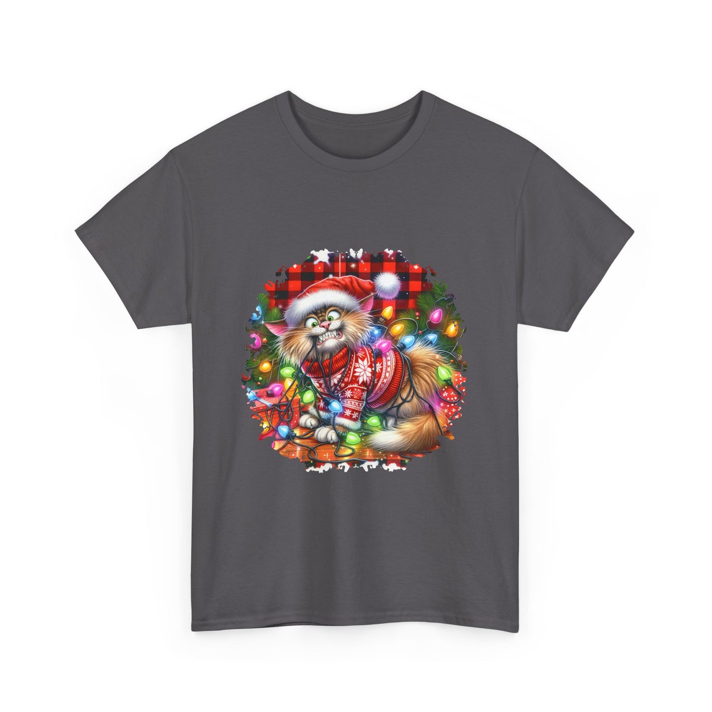 Christmas Cat with lights unisex Tee