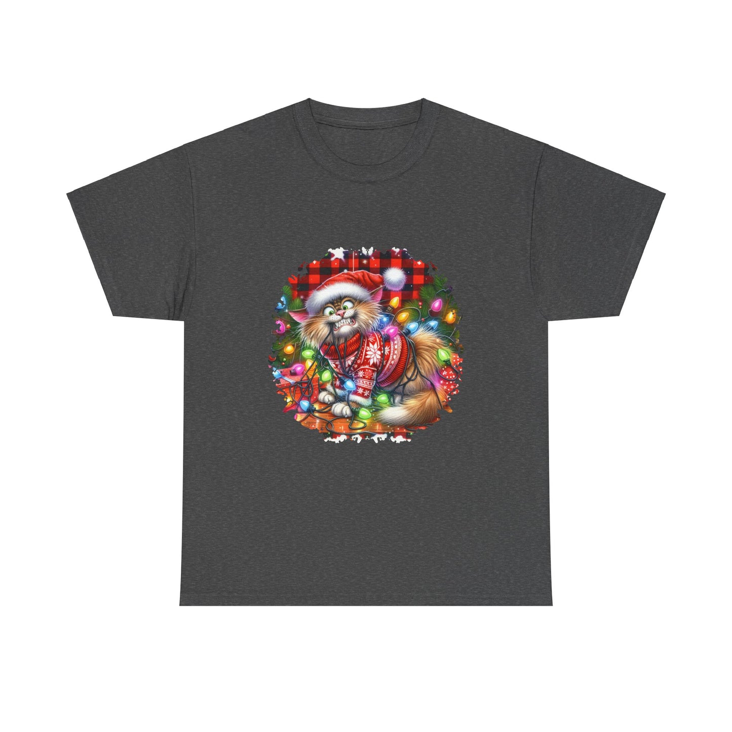 Christmas Cat with lights unisex Tee