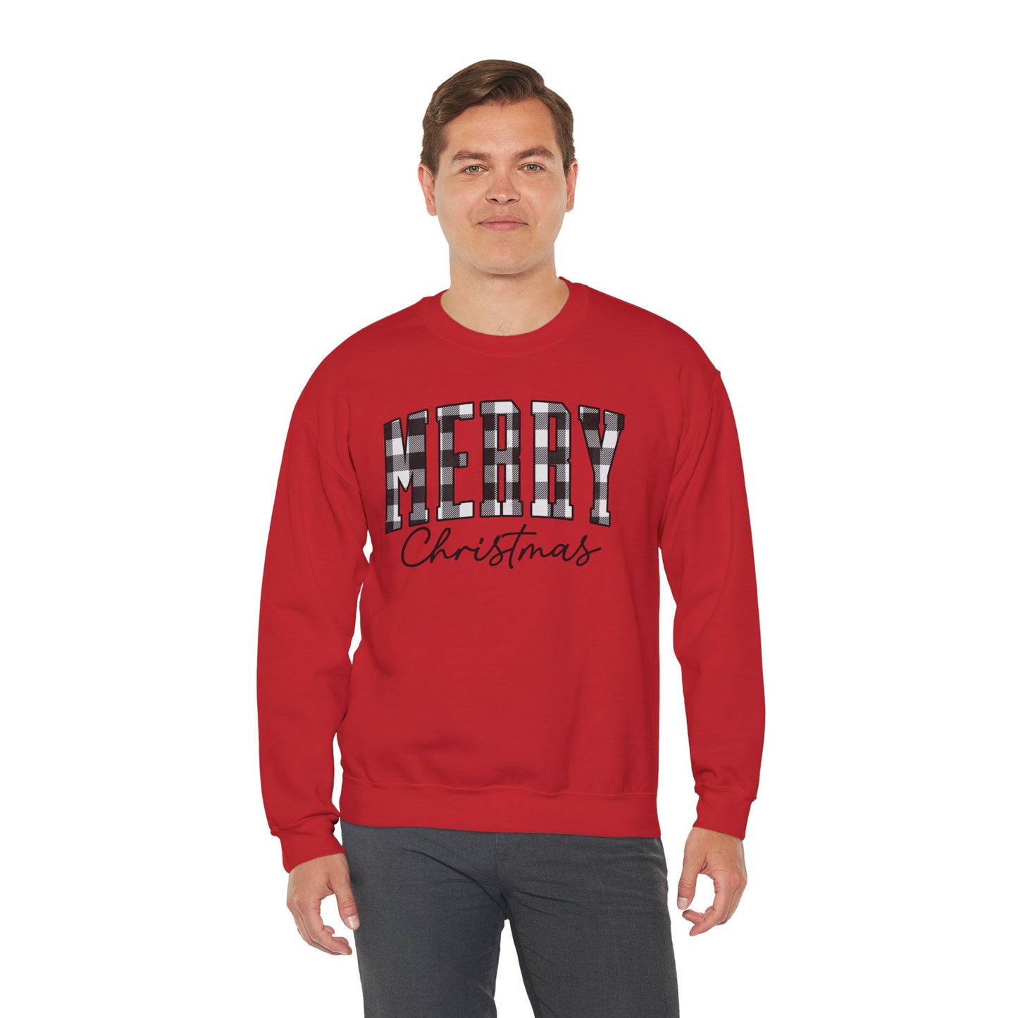 Buffalo Plaid Merry Christmas Unisex Heavy Blend™ Crewneck Sweatshirt - sizes S - 3X